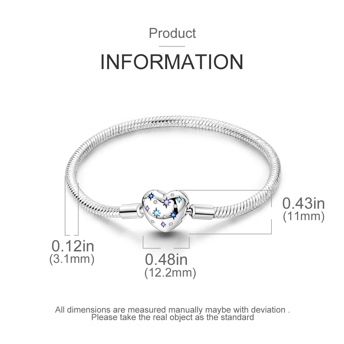 KUNSIR Moments Bracciale Donna in Argento Sterling 925 Snake, Compatibile con Pandora, 19cm - immagine 4