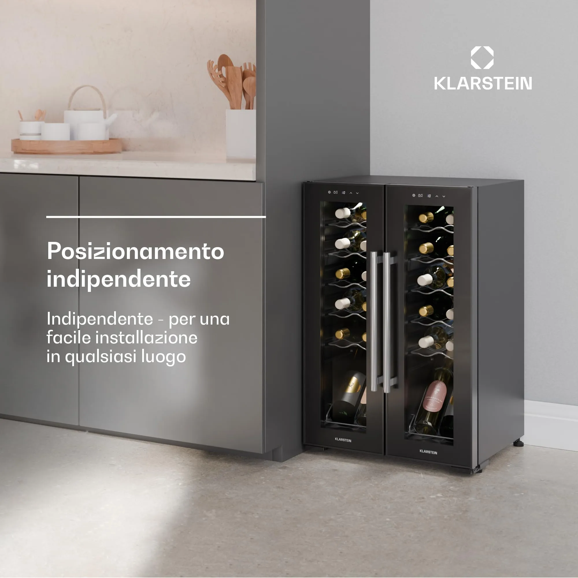 Klarstein Shiraz Cantinetta Climatizzata per Vino a 2 Zone, 24 Bottiglie, 5-18°C - immagine 3