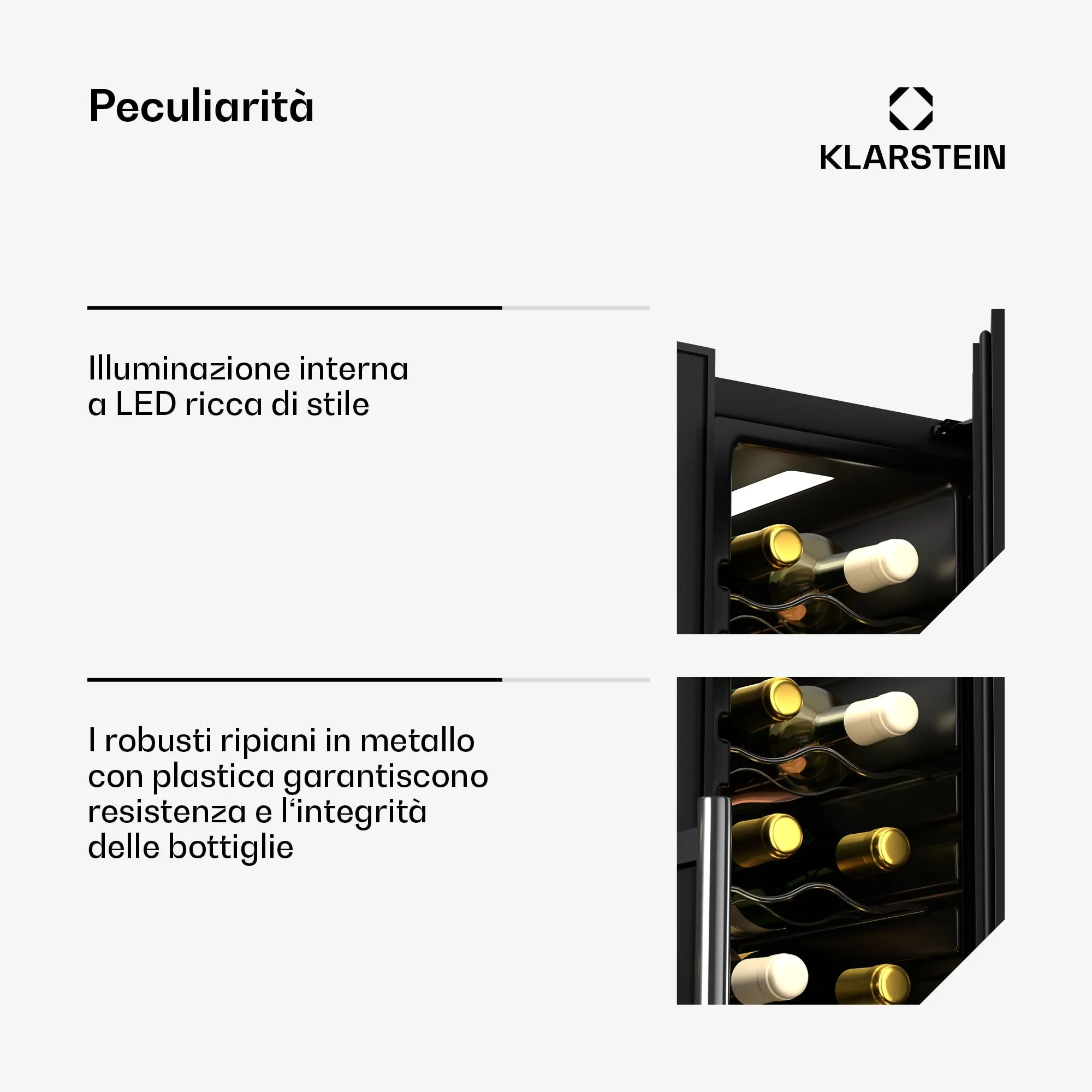 Klarstein Shiraz Cantinetta Climatizzata per Vino a 2 Zone, 24 Bottiglie, 5-18°C - immagine 5