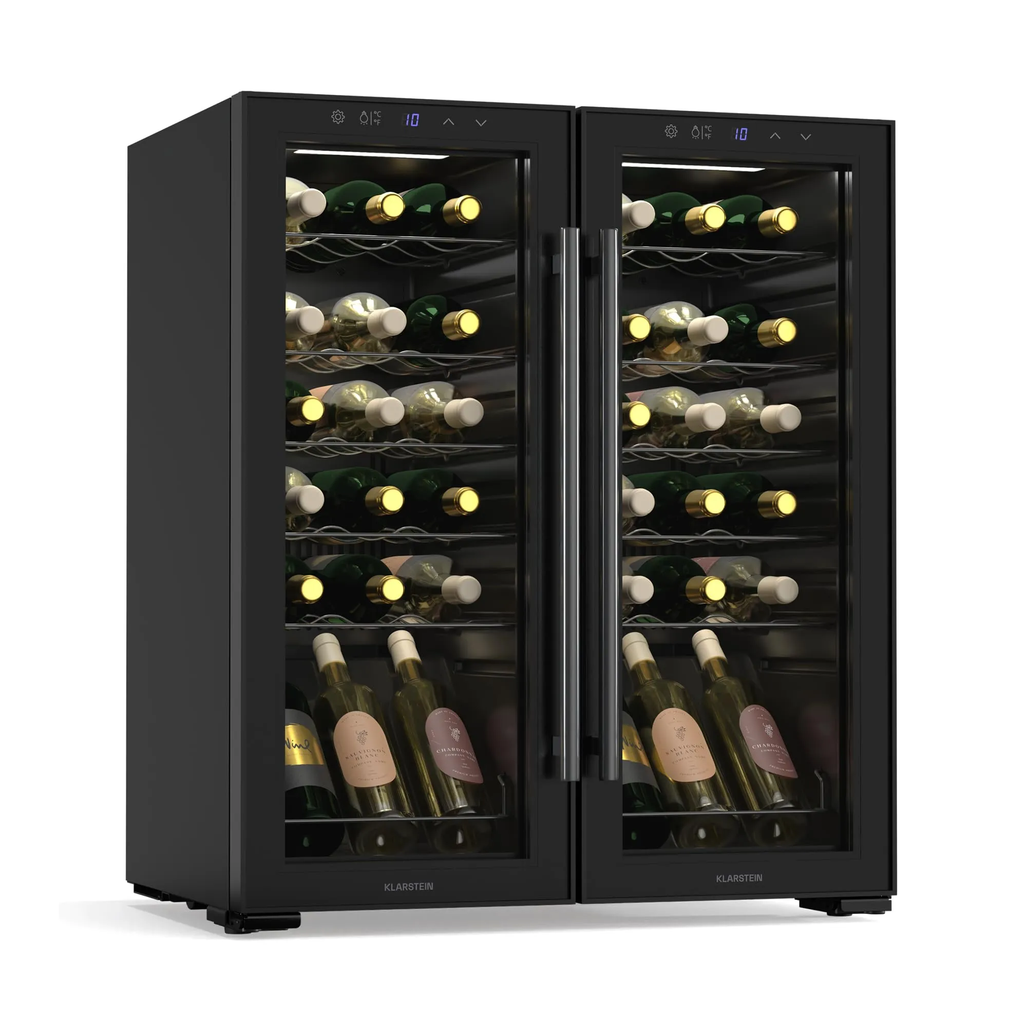 Klarstein Shiraz Cantinetta Vino Nero, 36 Bottiglie, 113 L, Doppia Temperatura, 5–18 °C, LED, Telaio Inox - immagine 1