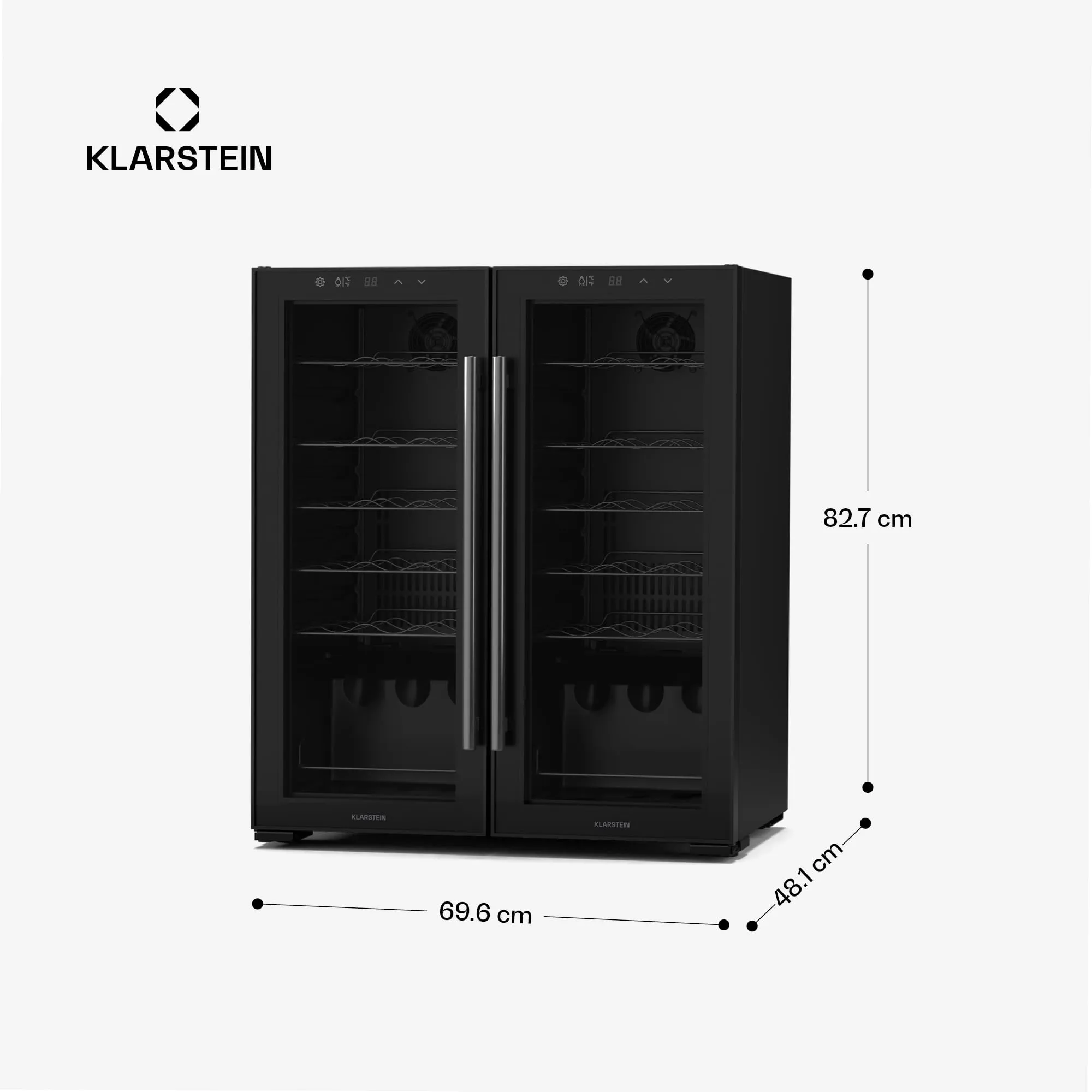 Klarstein Shiraz Cantinetta Vino Nero, 36 Bottiglie, 113 L, Doppia Temperatura, 5–18 °C, LED, Telaio Inox - immagine 7