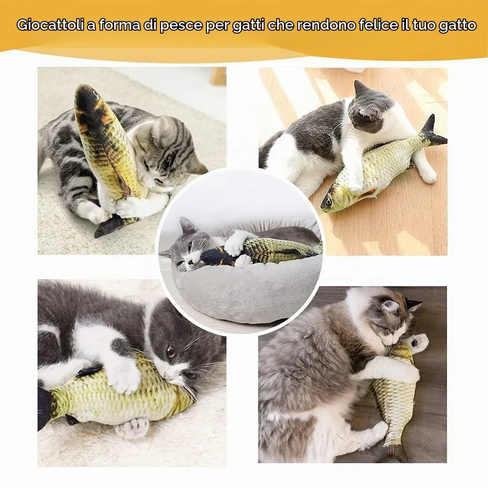 Nepfaivy Giocattolo Interattivo per Gatti, Pesce Elettrico con Erba Gatta, Carpa Gialla - immagine 7