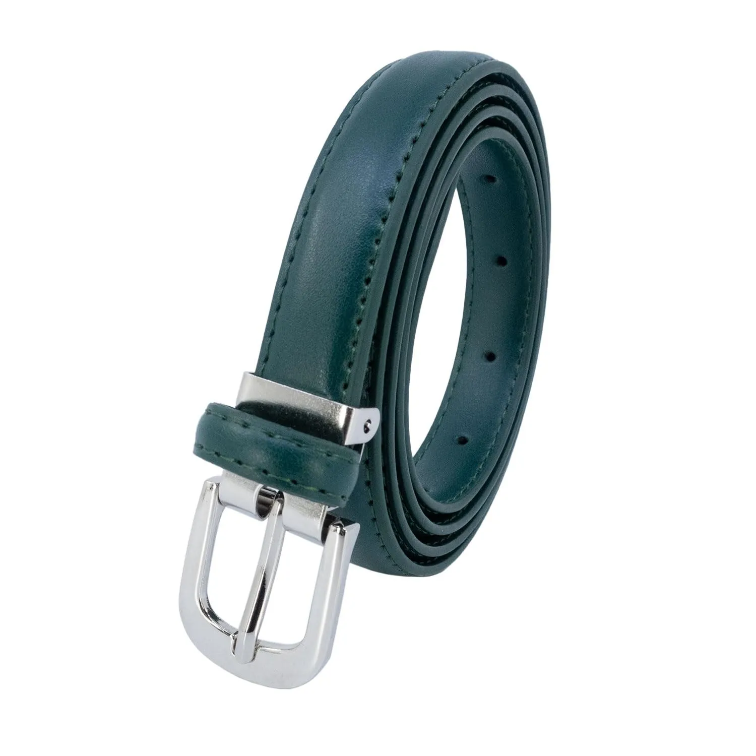 YEHMAN Cintura da donna in crosta di pelle di vacchetta, 2 cm x 120 cm, verde scuro - immagine 2