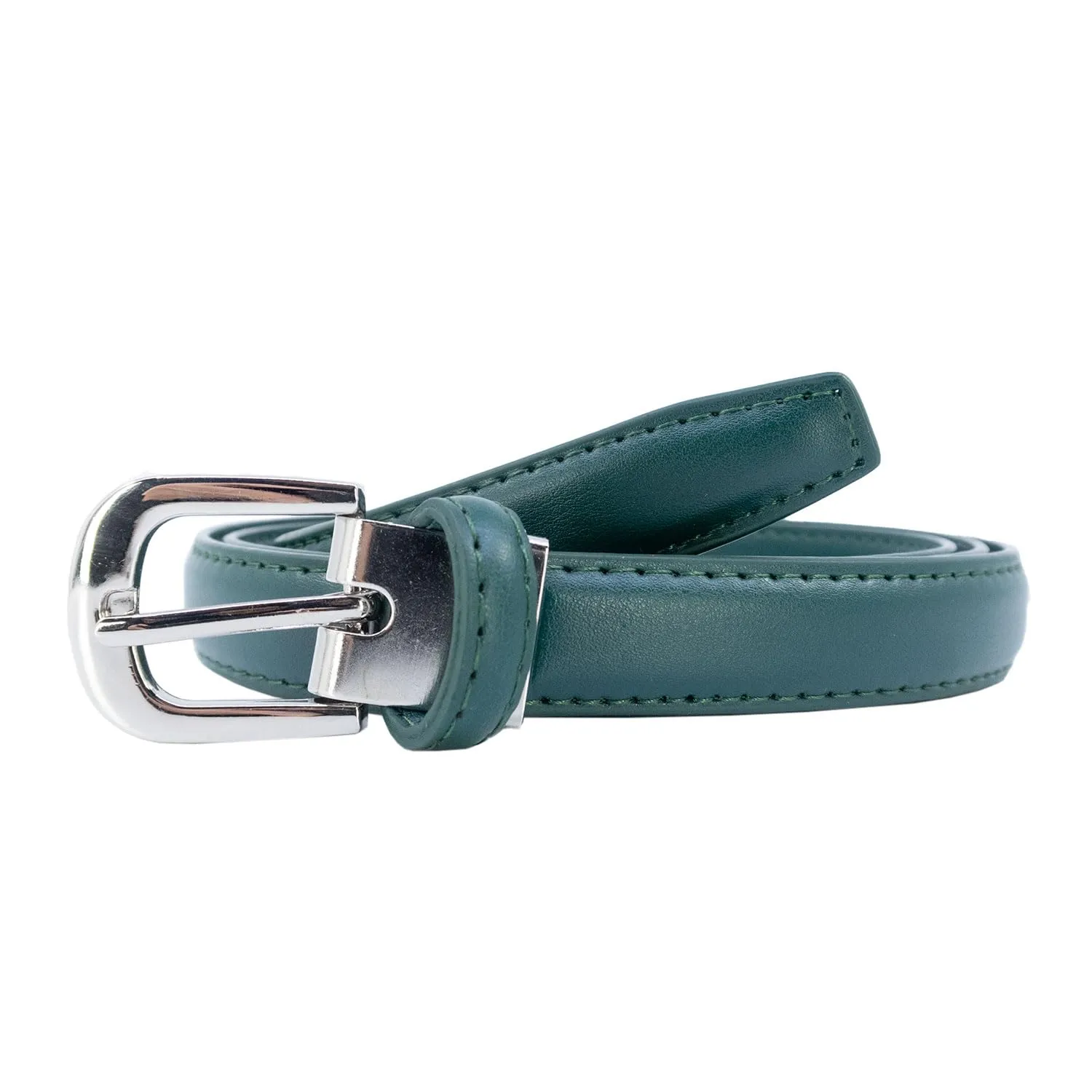 YEHMAN Cintura da donna in crosta di pelle di vacchetta, 2 cm x 120 cm, verde scuro - immagine 3