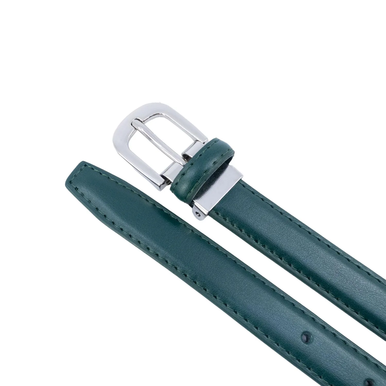 YEHMAN Cintura da donna in crosta di pelle di vacchetta, 2 cm x 120 cm, verde scuro - immagine 4