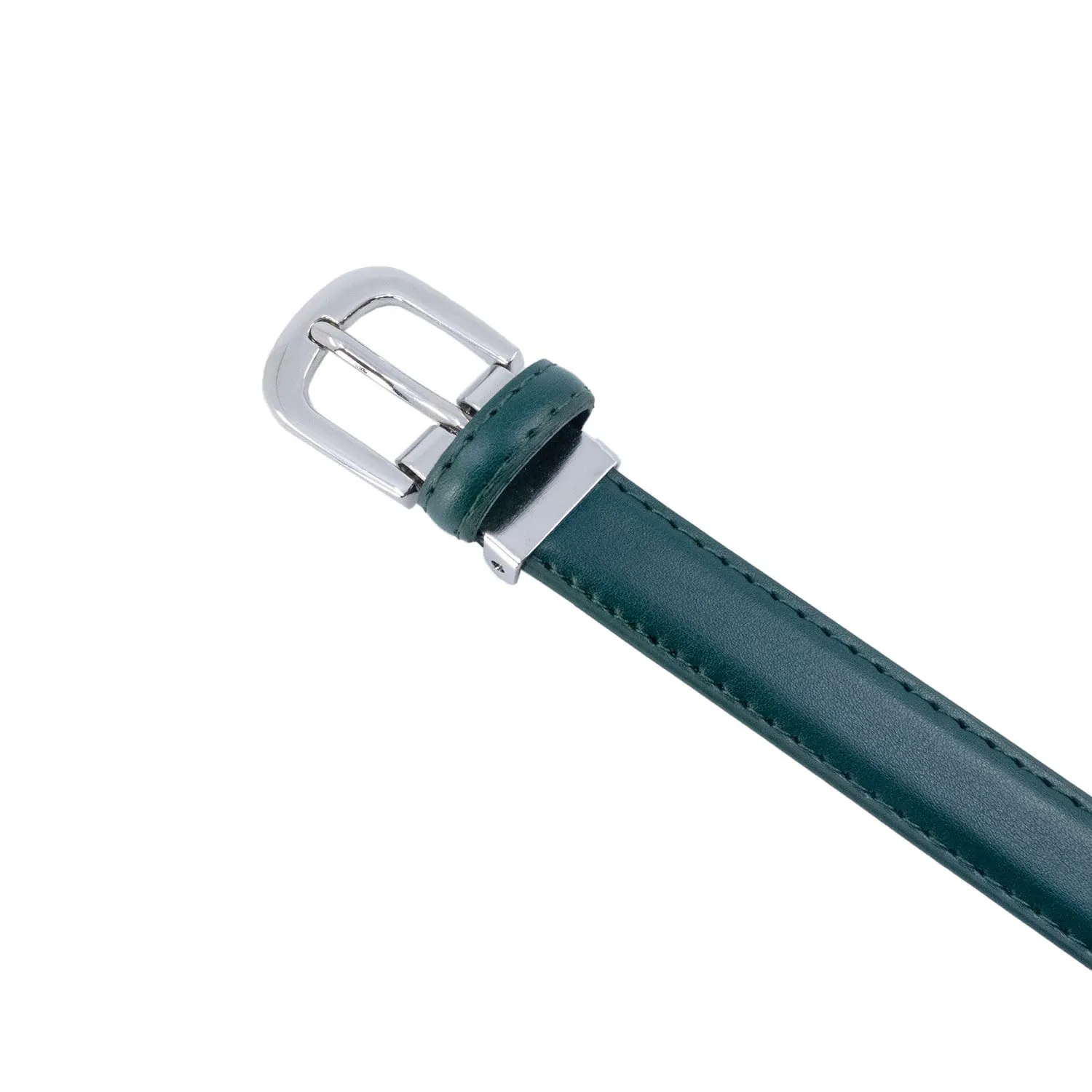 YEHMAN Cintura da donna in crosta di pelle di vacchetta, 2 cm x 120 cm, verde scuro - immagine 5