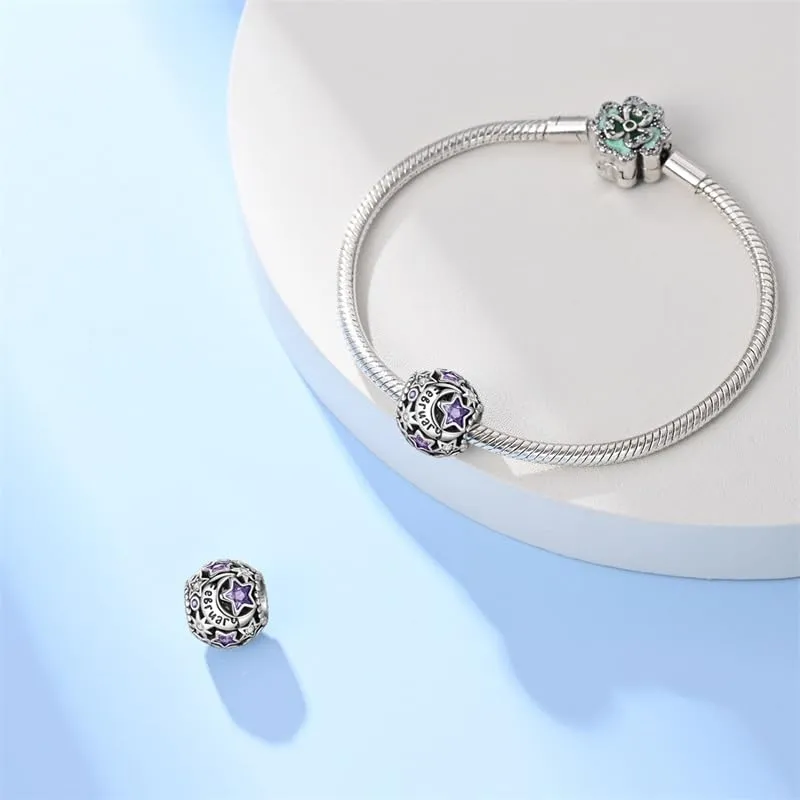 KUNSIR Bead Charm in Argento Sterling 925 con Cubic Zirconia per Braccialetti e Collane Europei - immagine 3