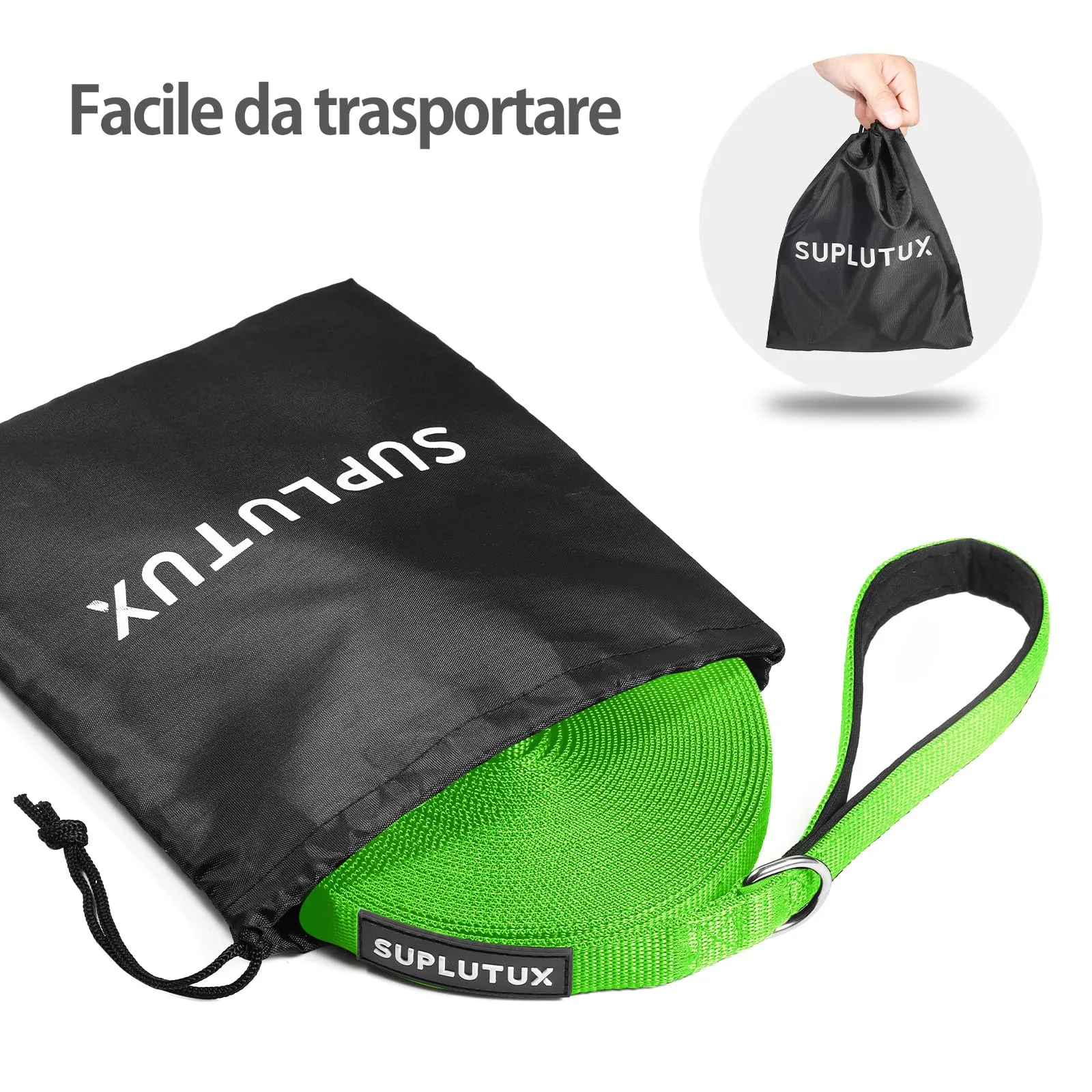 SuplutuX Guinzaglio per Cani Regolabile 20m con Impugnatura Imbottita, Verde - immagine 4