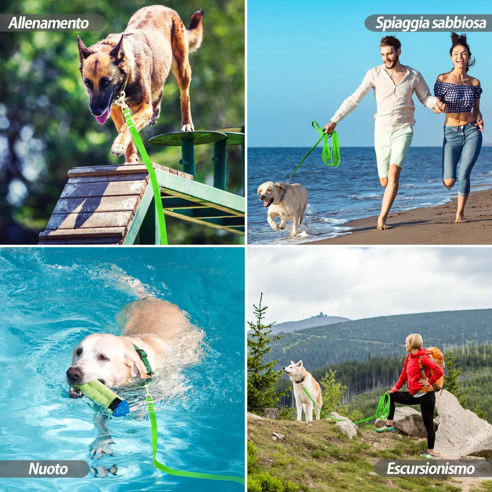 SuplutuX Guinzaglio per Cani Regolabile 20m con Impugnatura Imbottita, Verde - immagine 5