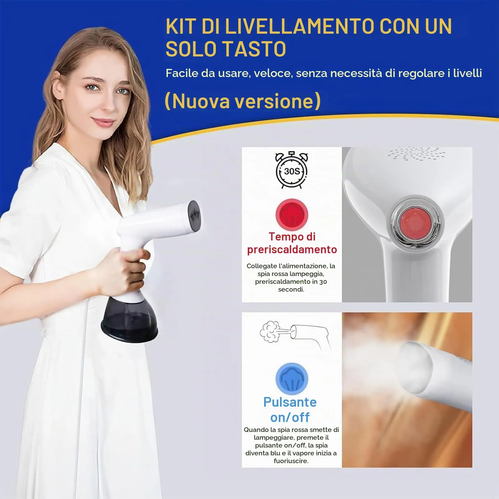 Rolipo Ferro da Stiro Verticale, Serbatoio Acqua 400ml, Vapore 30g/min, Cavo 2.1m - immagine 5