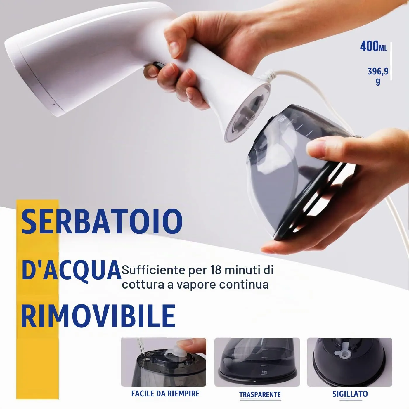Rolipo Ferro da Stiro Verticale, Serbatoio Acqua 400ml, Vapore 30g/min, Cavo 2.1m - immagine 6