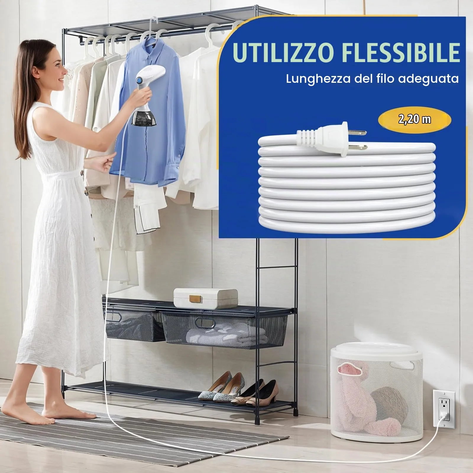 Rolipo Ferro da Stiro Verticale, Serbatoio Acqua 400ml, Vapore 30g/min, Cavo 2.1m - immagine 7