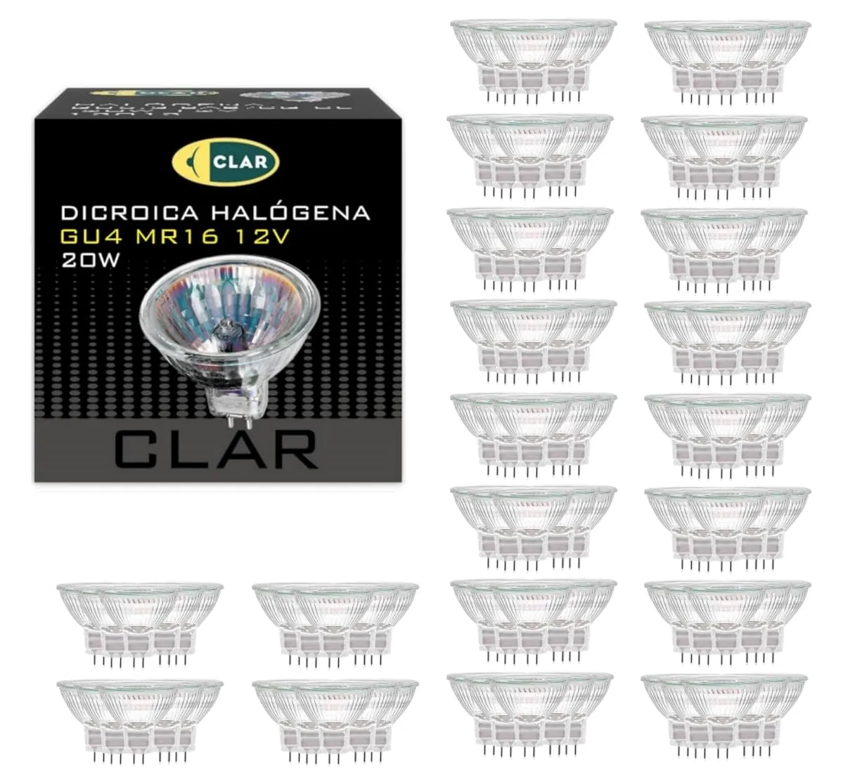 CLAR MR11 GU4 Halogen Lamp 12V 20W (Pack 100) - immagine 1