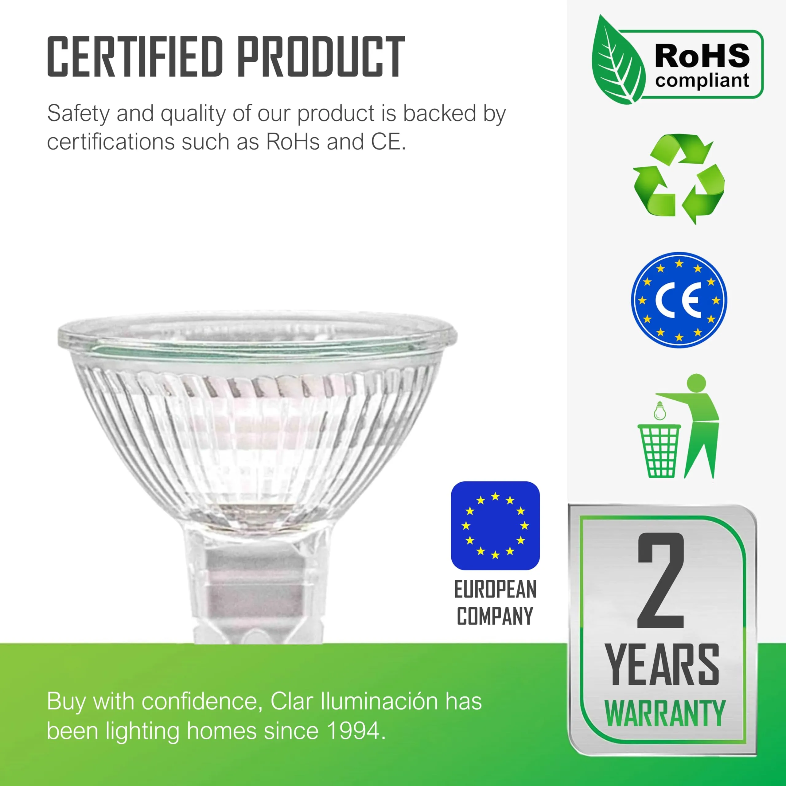 CLAR Lampadina Alogena Dicromica 35W 12V GU5.3 (Pack 100) - immagine 3