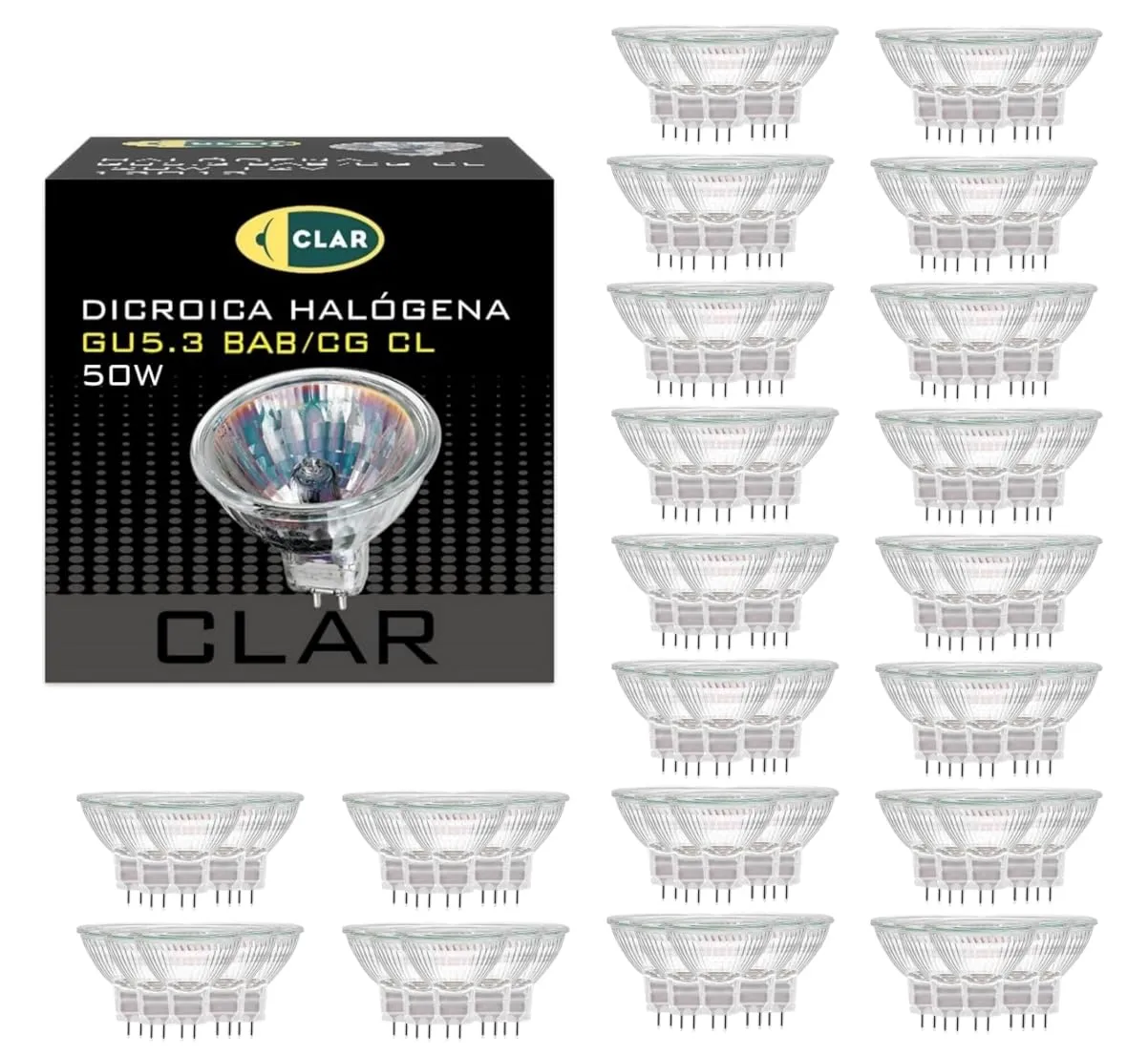 CLAR Lampadine Alogene MR16 GU5.3 12V 50W (Pack 100) - immagine 1