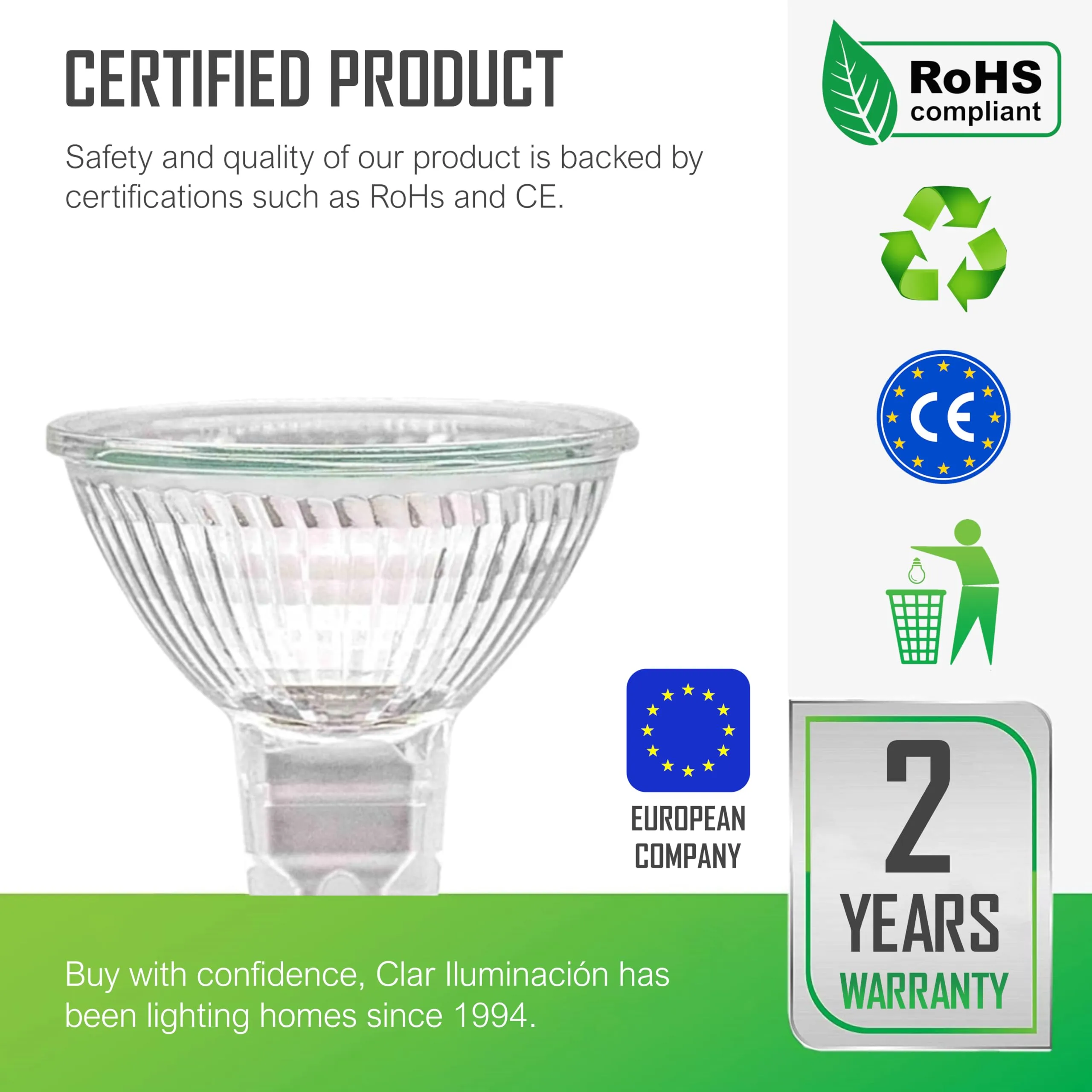 CLAR Lampadina Alogena MR16 GU5.3 12V 20W (Pack 100) - immagine 3