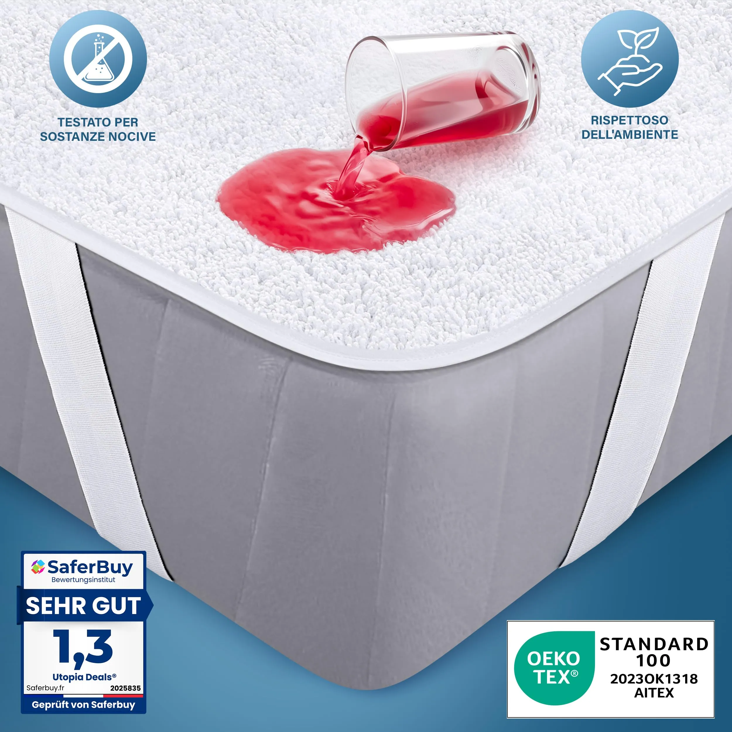Utopia Bedding Coprimaterasso Impermeabile, 105x190 cm, Bianco - immagine 3