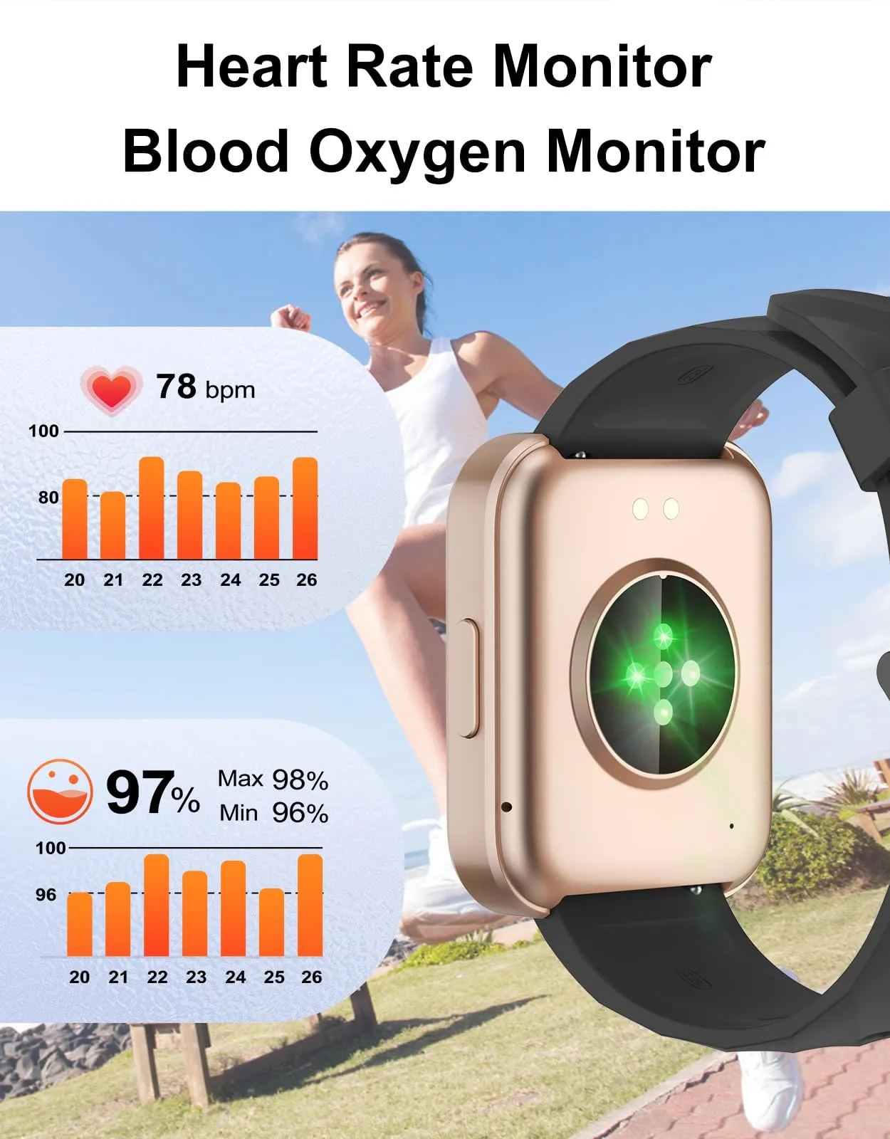 Dakofied Smartwatch Bluetooth 5.4, Display AMOLED 1.83 Pollici, Cardiofrequenzimetro, Saturimetro, IP68, Compatibile con Android e iOS - immagine 5