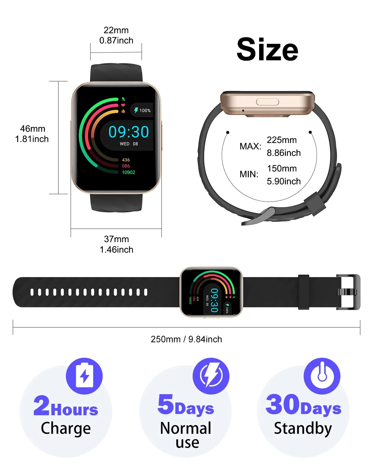Dakofied Smartwatch Bluetooth 5.4, Display AMOLED 1.83 Pollici, Cardiofrequenzimetro, Saturimetro, IP68, Compatibile con Android e iOS - immagine 8