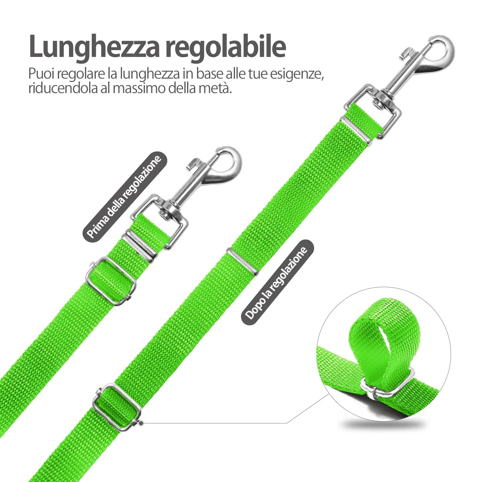 SuplutuX Guinzaglio Addestramento Regolabile per Cani, 10m, Verde - immagine 3