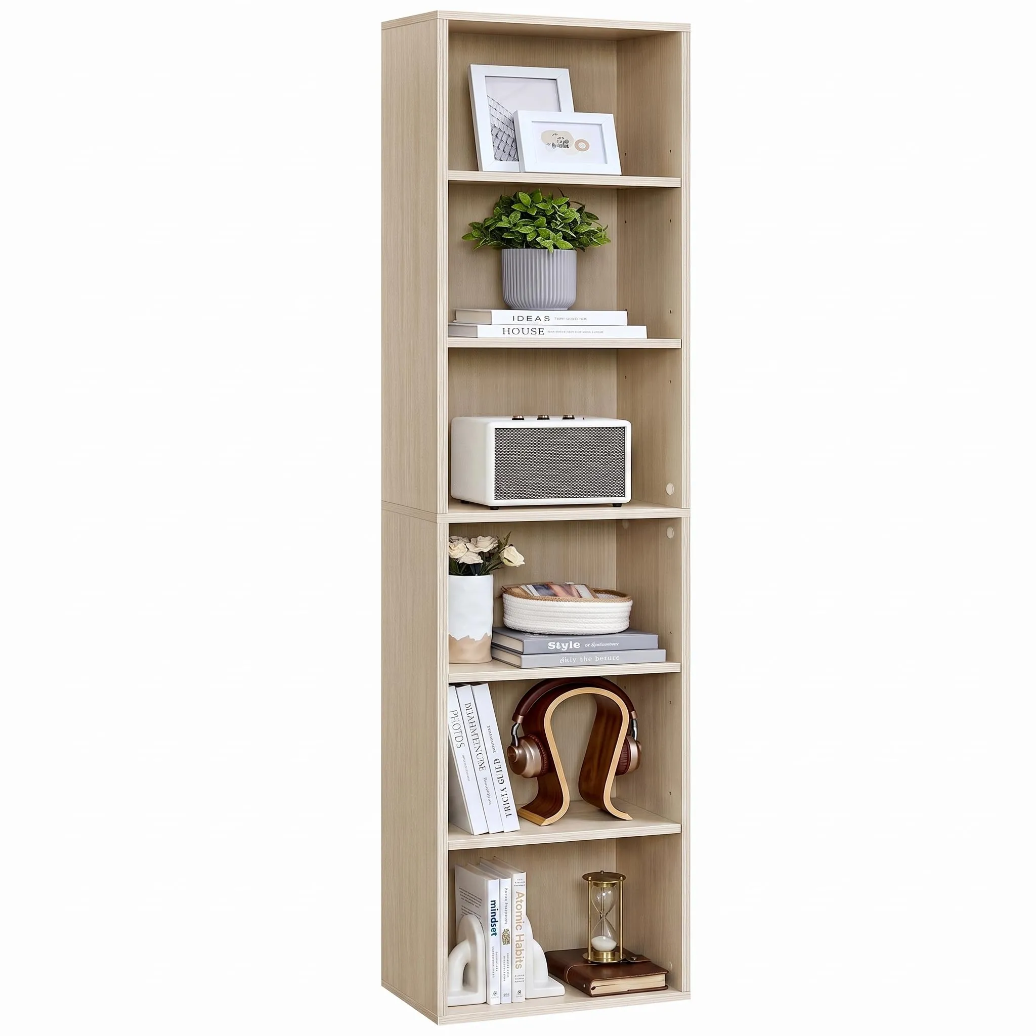 VASAGLE Custos Libreria a 6 Ripiani, Stile Industriale, 24 x 40 x 178,5 cm, Beige Naturale LBC167L01 - immagine 1