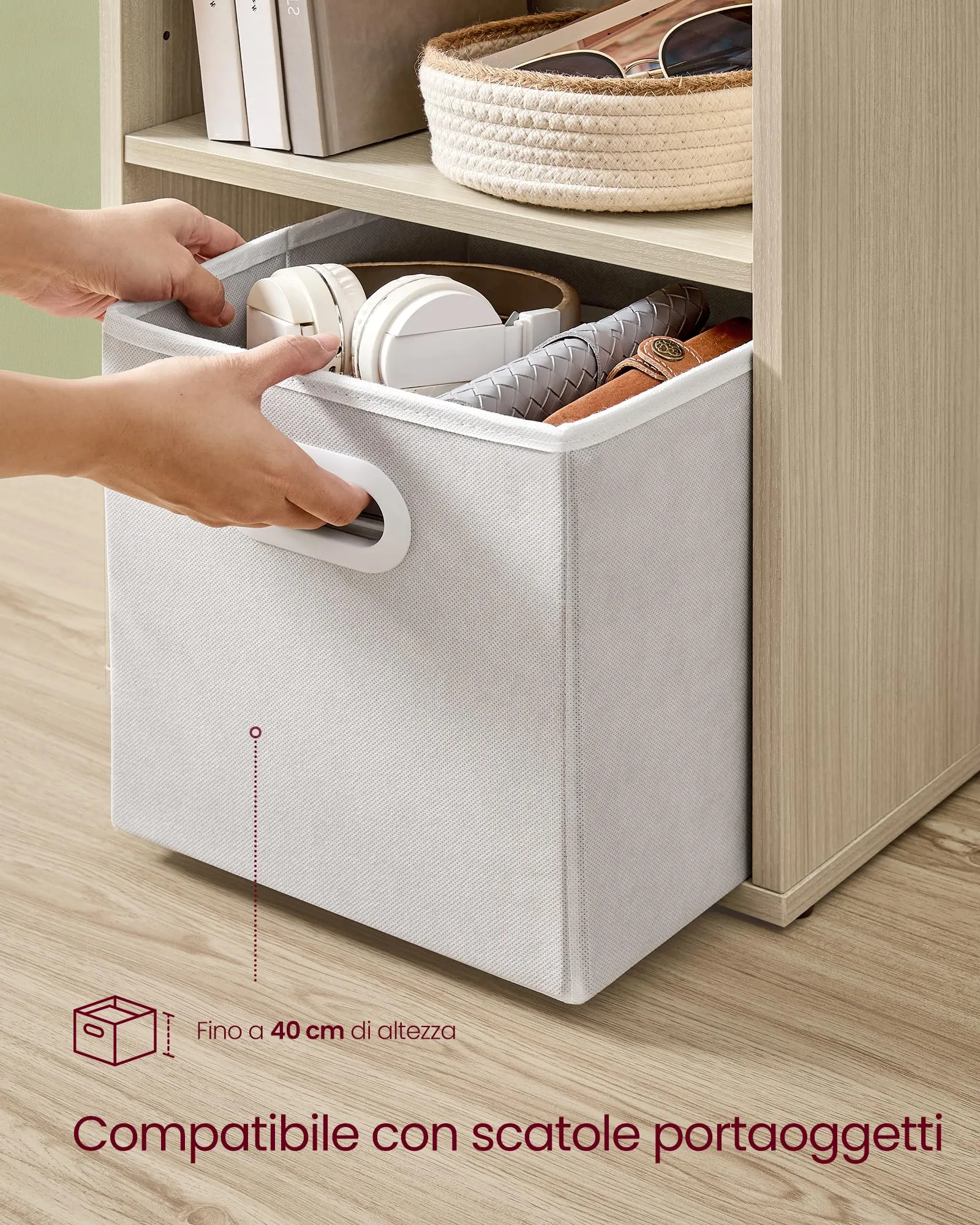 VASAGLE Custos Libreria a 6 Ripiani, Stile Industriale, 24 x 40 x 178,5 cm, Beige Naturale LBC167L01 - immagine 4