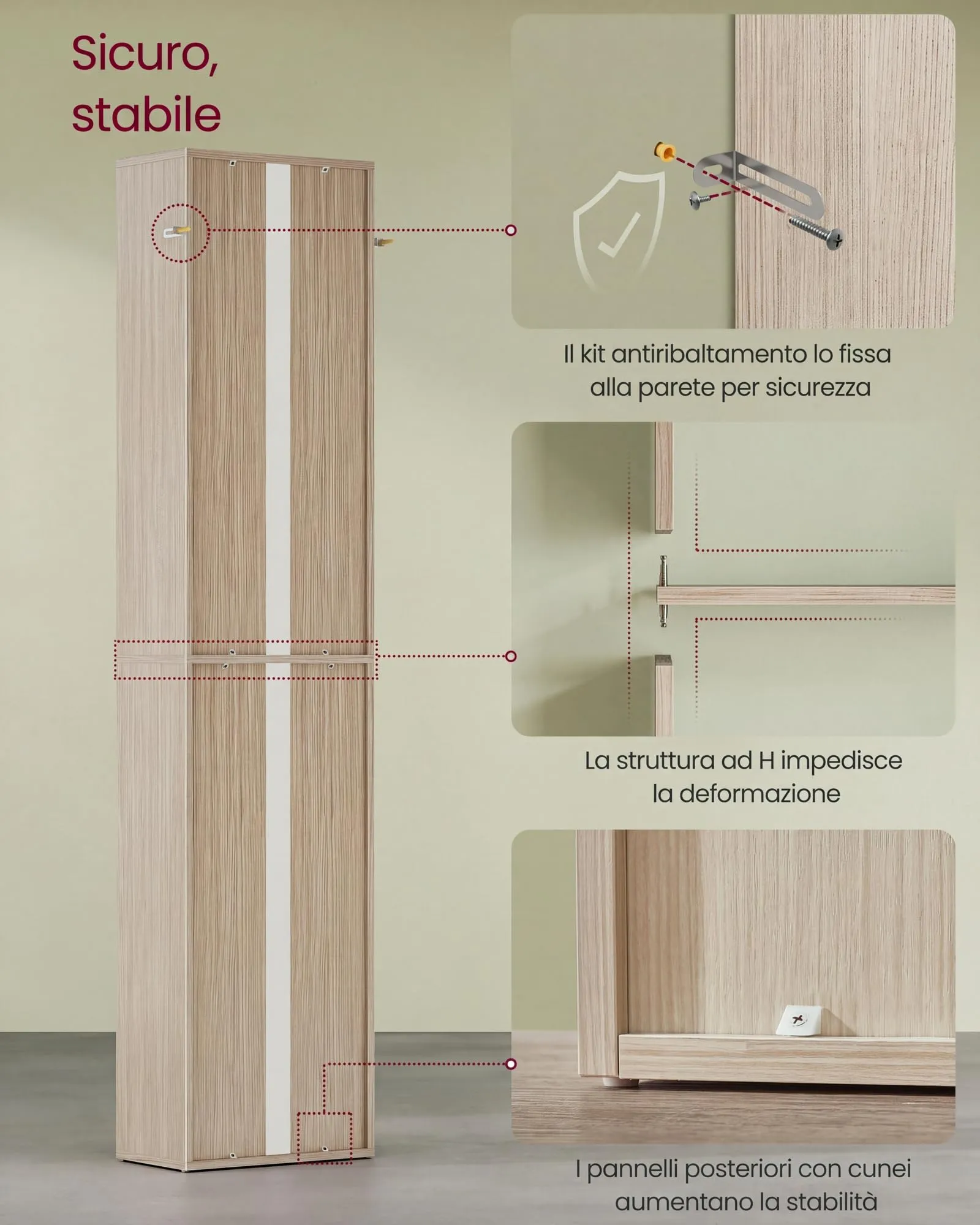 VASAGLE Custos Libreria a 6 Ripiani, Stile Industriale, 24 x 40 x 178,5 cm, Beige Naturale LBC167L01 - immagine 6