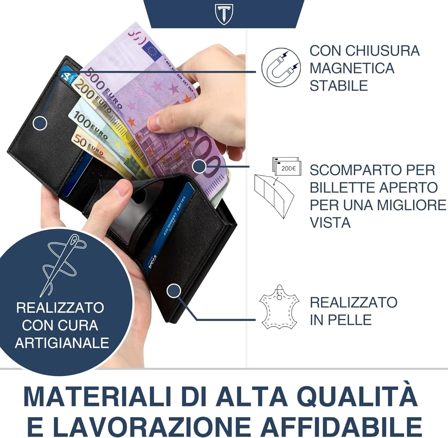 TEEHON Portafoglio Uomo Slim in Pelle con Protezione RFID - immagine 6