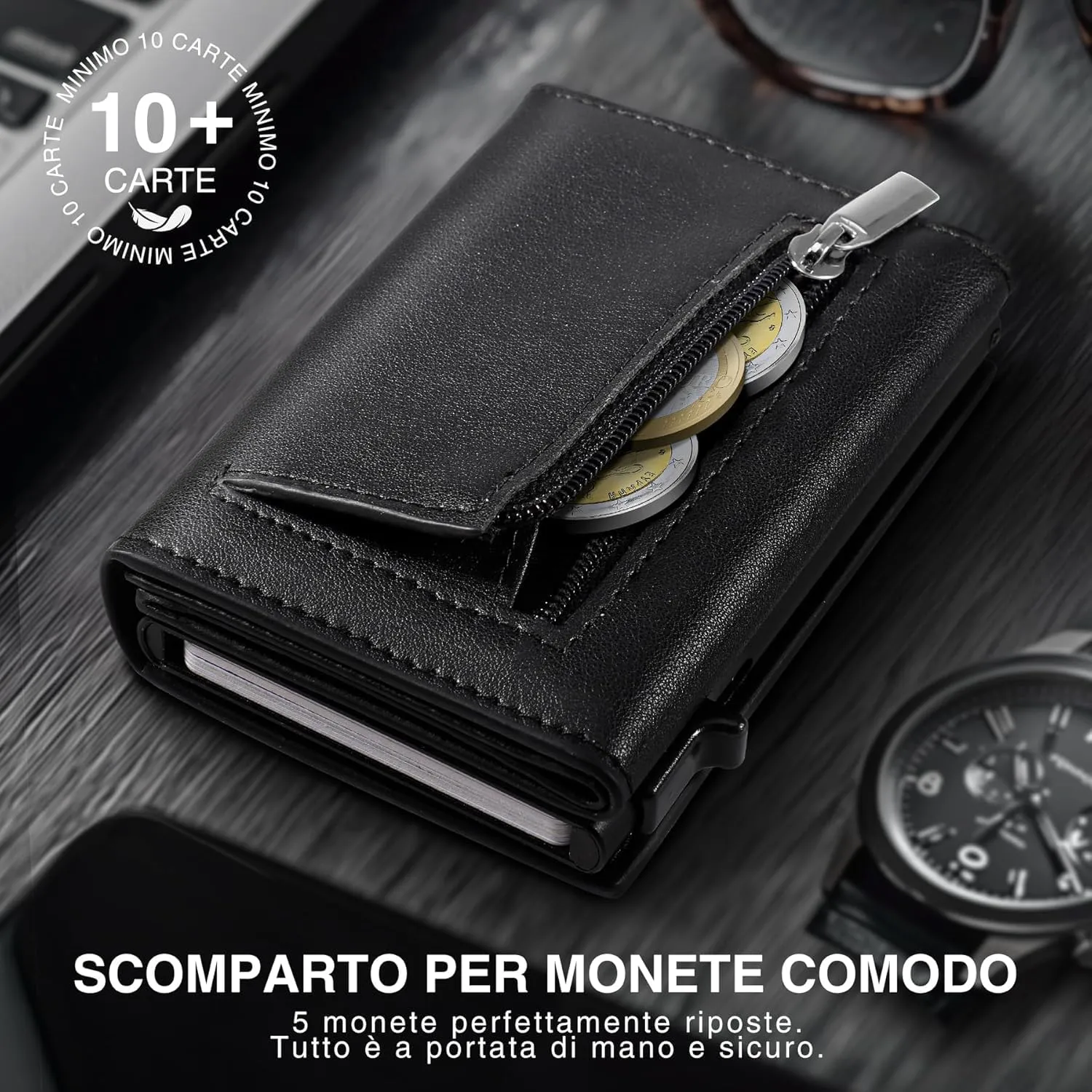 TEEHON Portafoglio Uomo Slim in Pelle con Protezione RFID - immagine 7