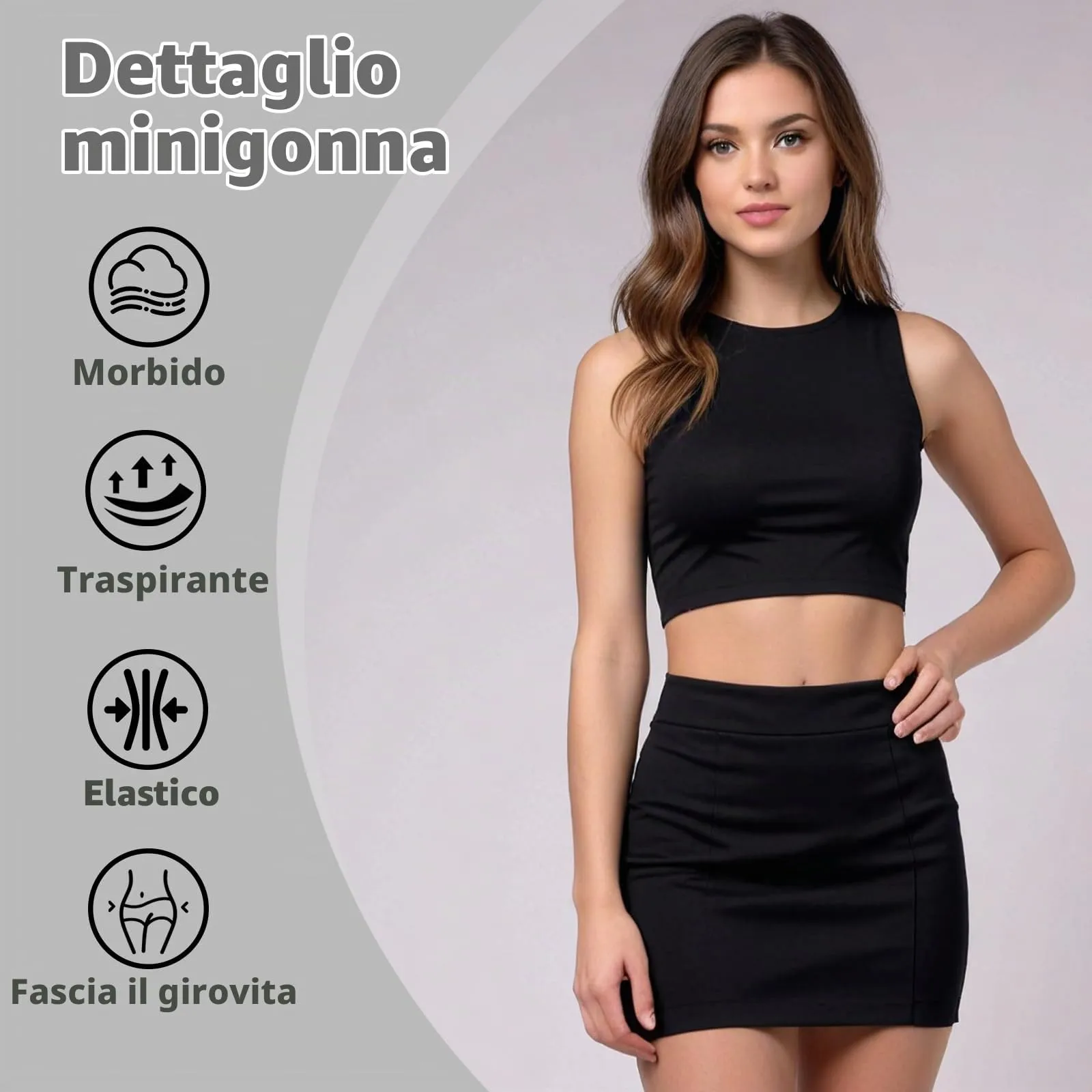 Sahunfri Gonna Corta Nera per Donna con Vita Elastica, Taglia M - immagine 6