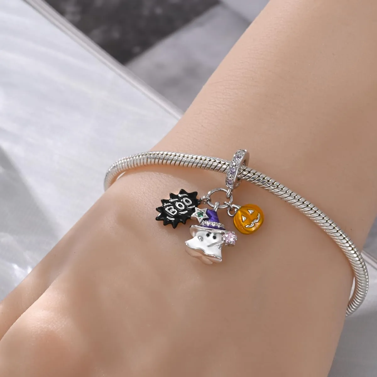 TINSLO Bead Charm Ciondolo Argento Sterling 925 con Cubic Zirconia per Braccialetti e Collane Europei - immagine 5