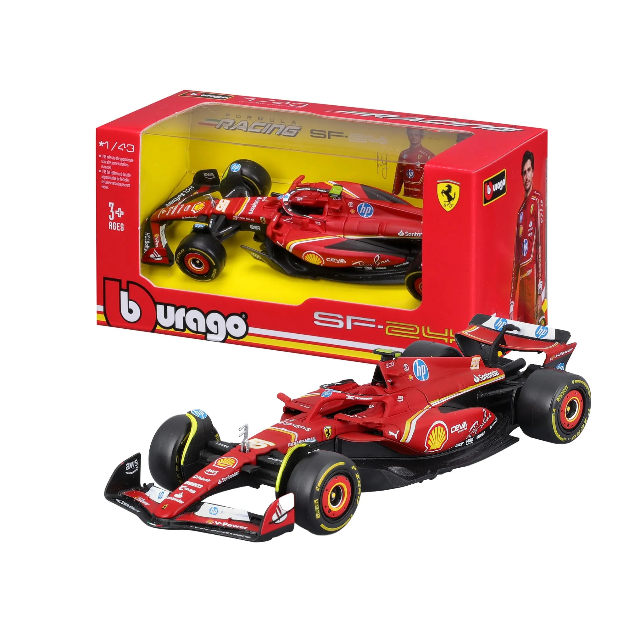 Bburago Ferrari SF-24 #55 Sainz 1:43 Diecast Model Car - immagine 1