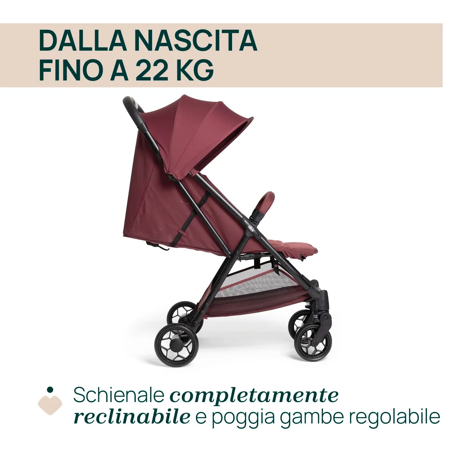 Chicco Urbino Passeggino 0-22 Kg, Rosso - immagine 3