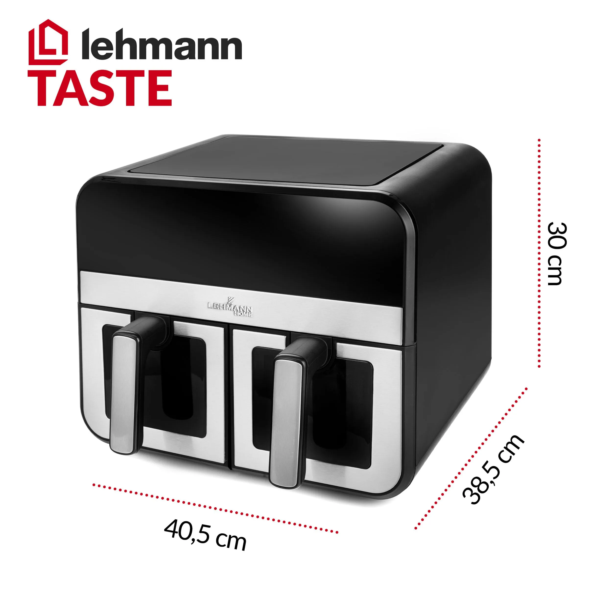 LEHMANN Friggitrice ad Aria Doppio Cestello XXL 2400W, 2 Cassetti da 4,5L con Finestra, 12 Programmi, Controllo WiFi e Schermo Touch - immagine 3