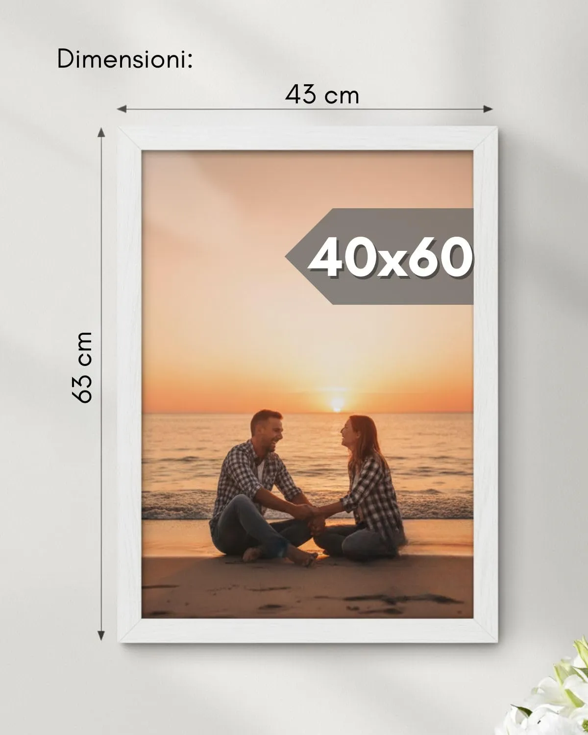 NOOGUI Cornice 40x60, Legno Bianco, Frontale Antiriflesso - immagine 3