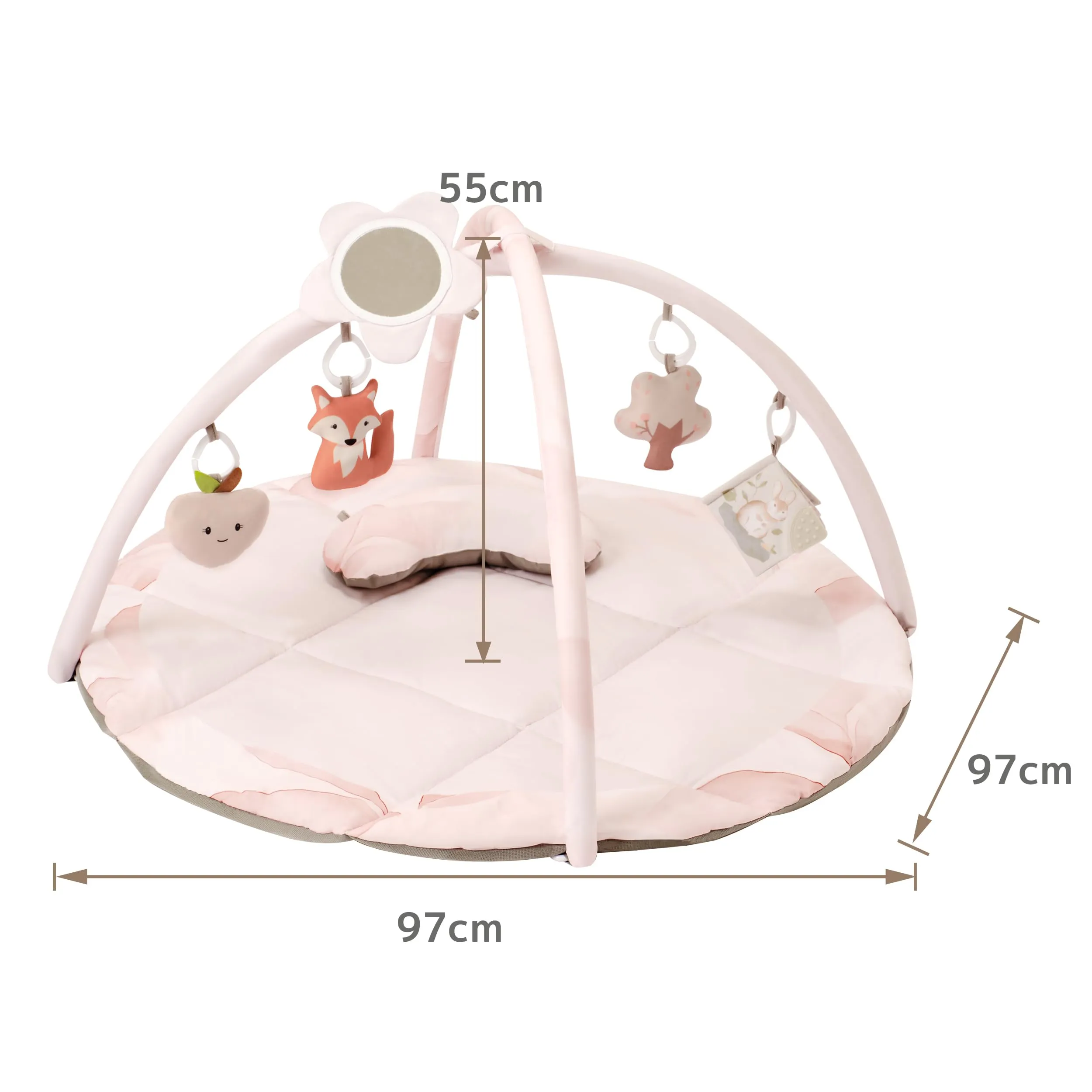 Fortella Palestrina Neonato Evolutiva, Tappetino Gioco con 5 Giocattoli Sensoriali, Specchio e Cuscino (Rosa) - immagine 9