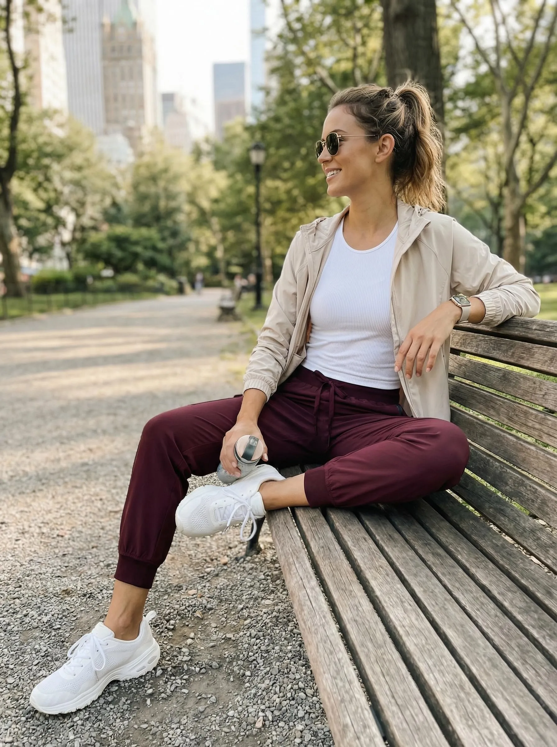 Libin Pantaloni Trekking Donna Cargo Jogger Estivi, Vino Rosso, S - immagine 2