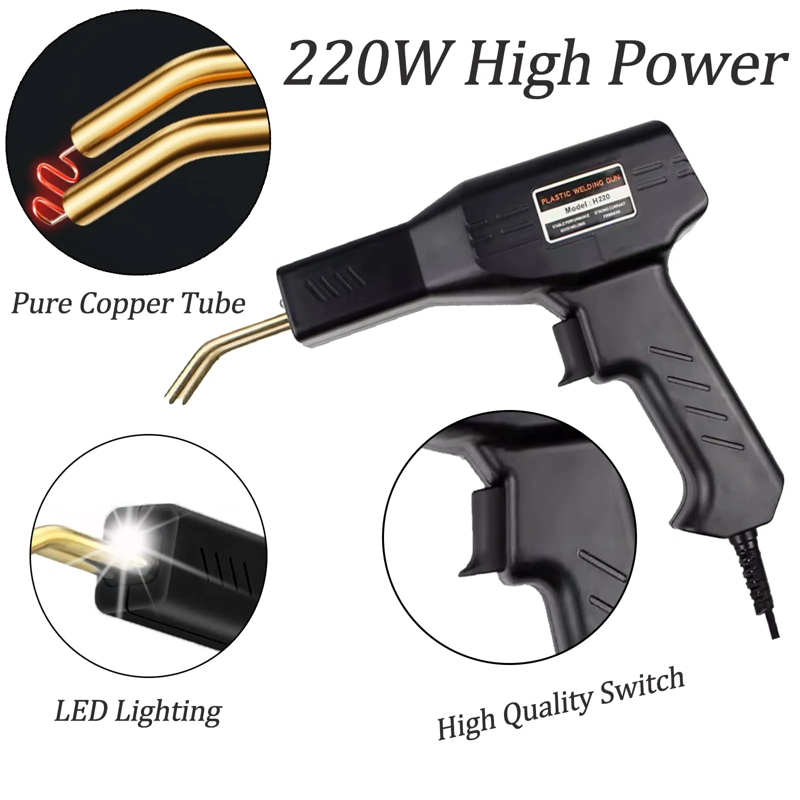 HYHJMISTY 220W Saldatrice Plastica per Riparazione Paraurti Auto con 800 Chiodi di Saldatura, 2 Bacchette, Pinze e Coltello, Nero - immagine 7