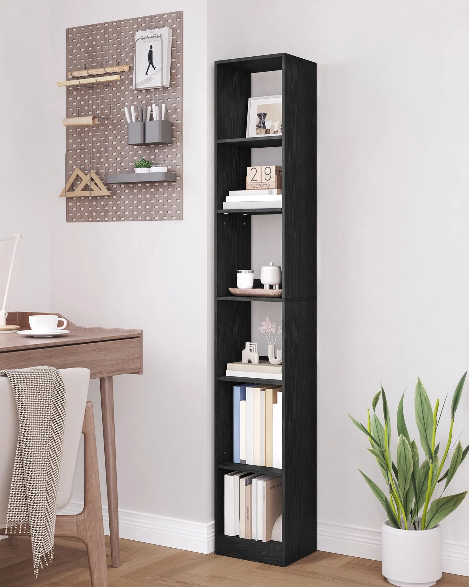 Hzuaneri Libreria a 6 Ripiani, 24 x 30 x 183 cm, Nero - immagine 4