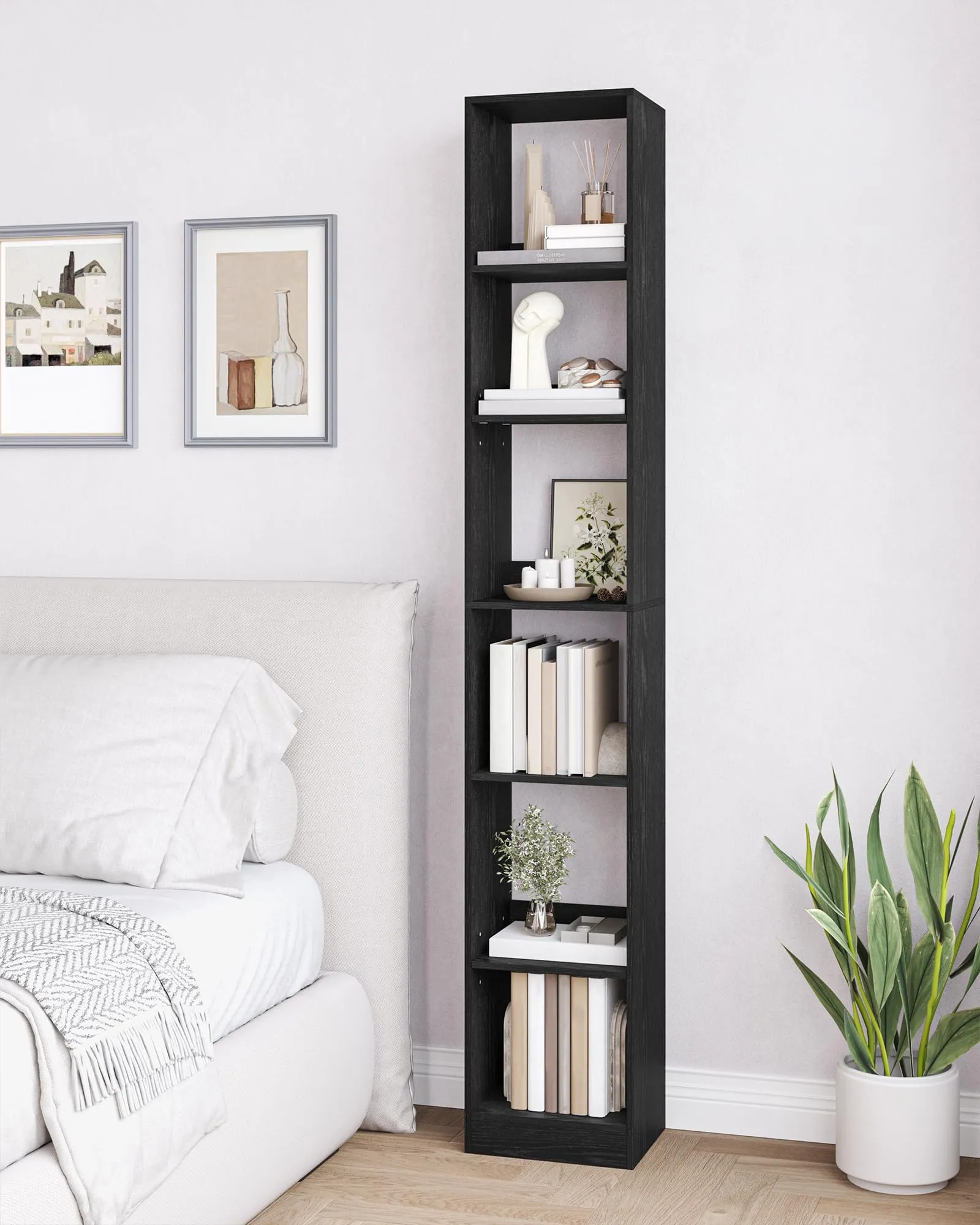 Hzuaneri Libreria a 6 Ripiani, 24 x 30 x 183 cm, Nero - immagine 5