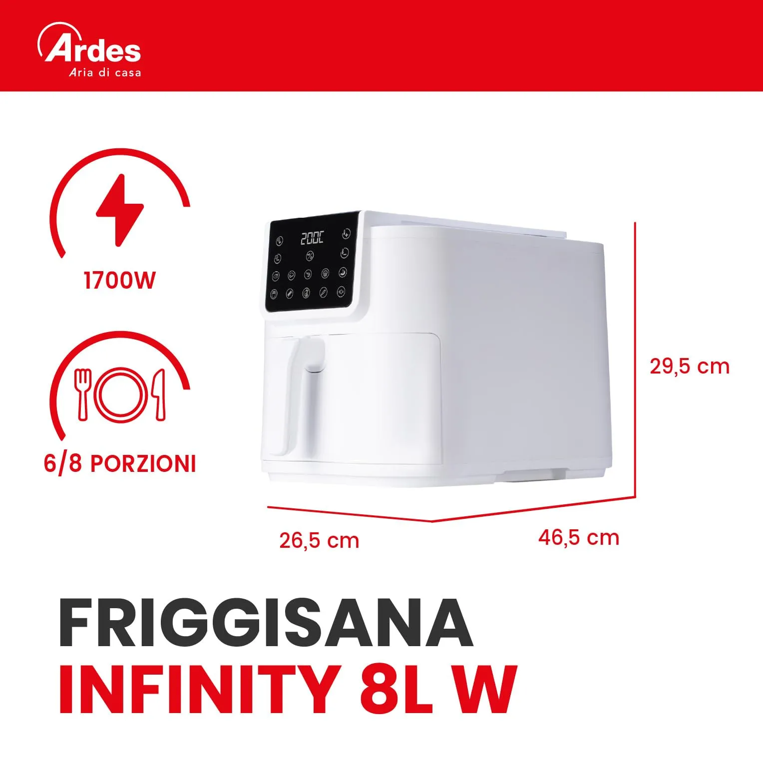 Ardes Infinity ARFRYA05LW Friggitrice ad Aria Extra Profonda - immagine 2