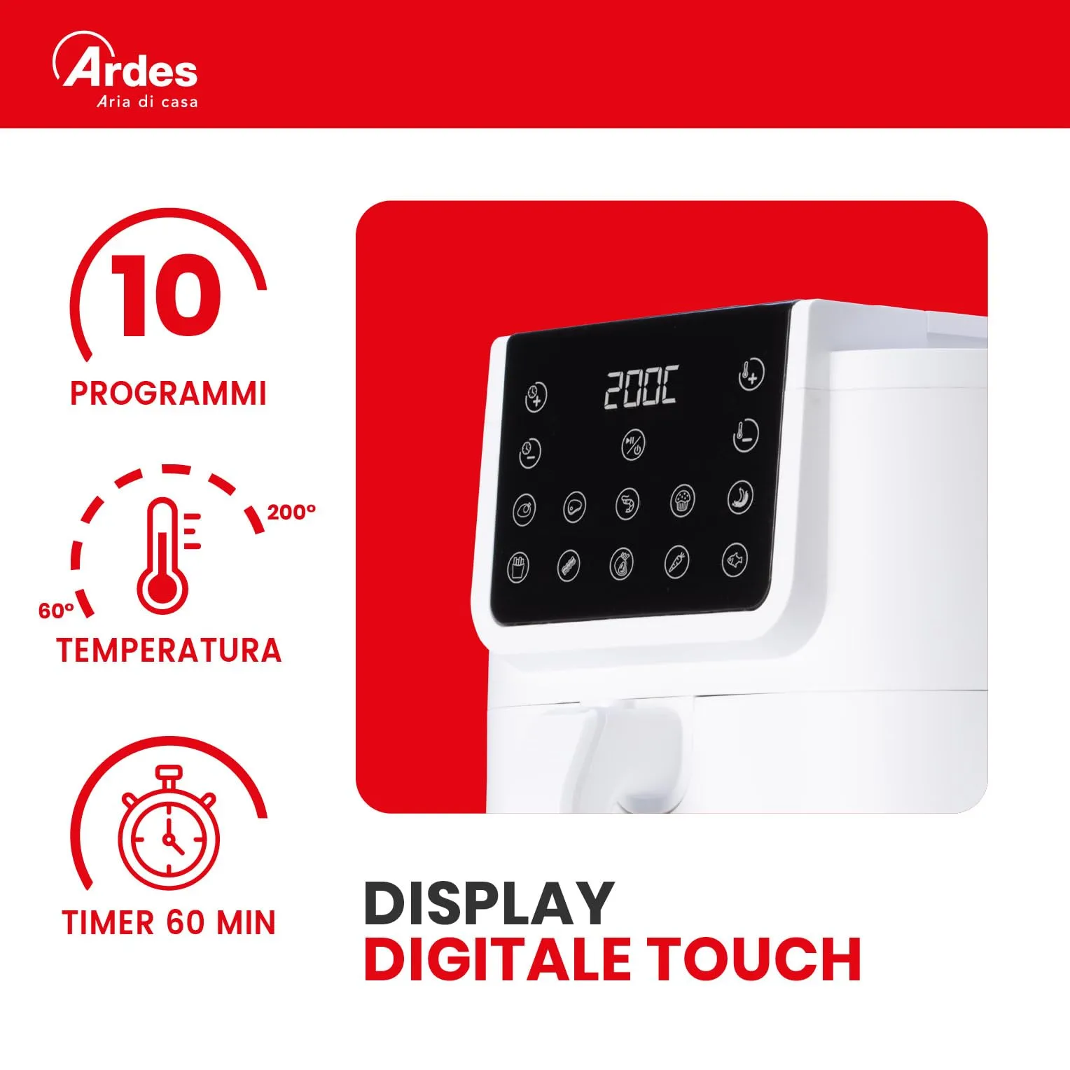 Ardes Infinity ARFRYA05LW Friggitrice ad Aria Extra Profonda - immagine 4