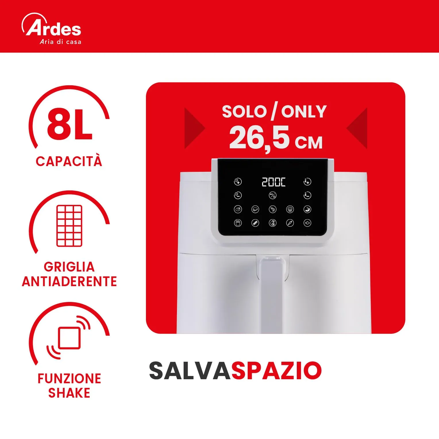 Ardes Infinity ARFRYA05LW Friggitrice ad Aria Extra Profonda - immagine 5