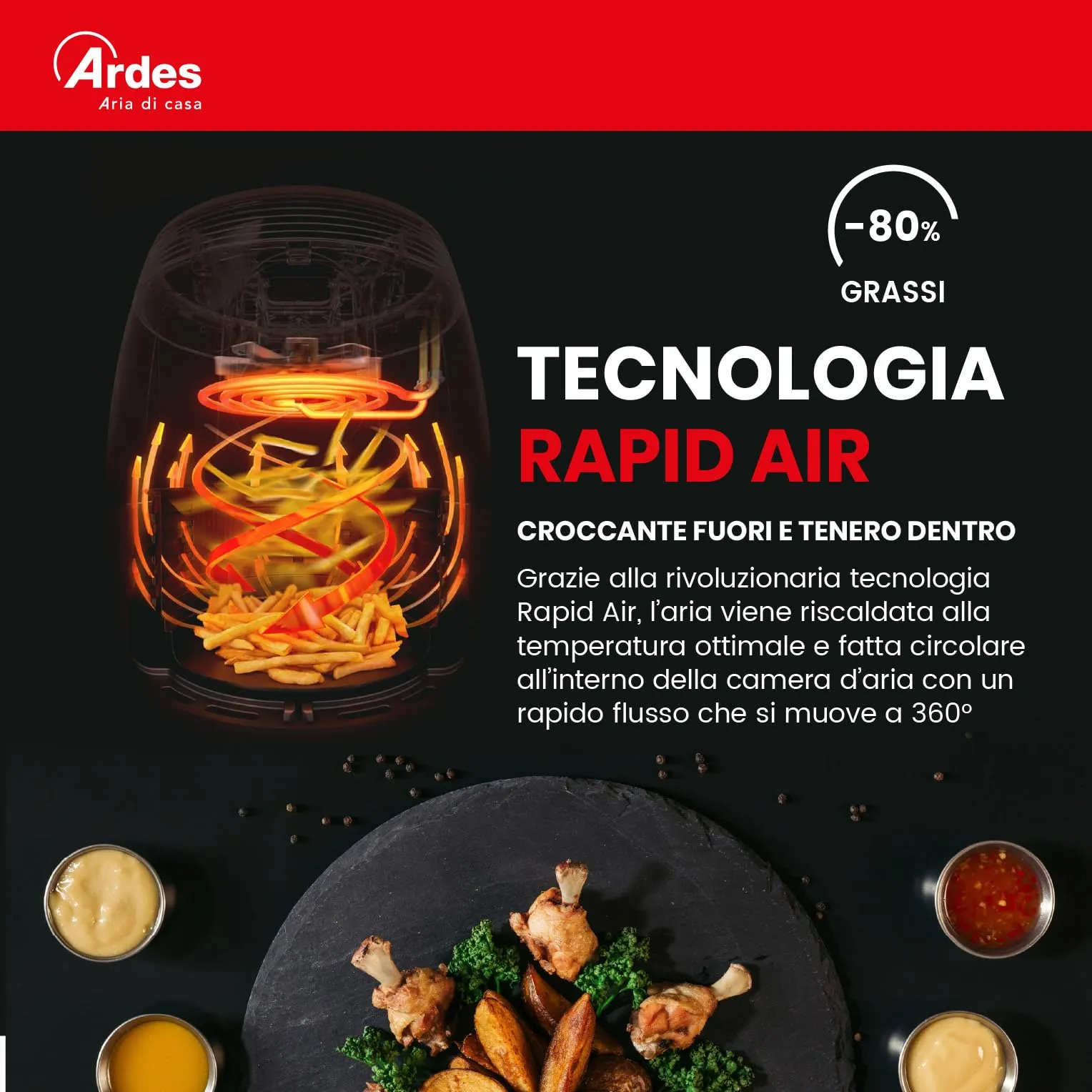 Ardes Infinity ARFRYA05LW Friggitrice ad Aria Extra Profonda - immagine 6