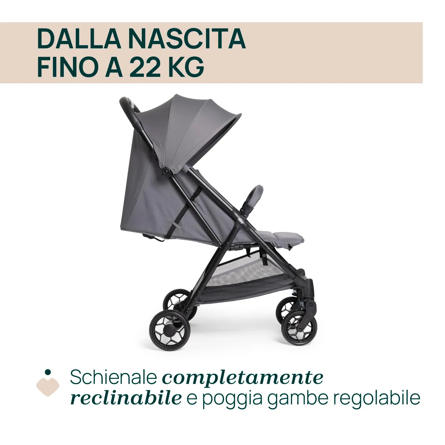 Chicco Urbino Passeggino 0-22 kg, Grigio - immagine 3