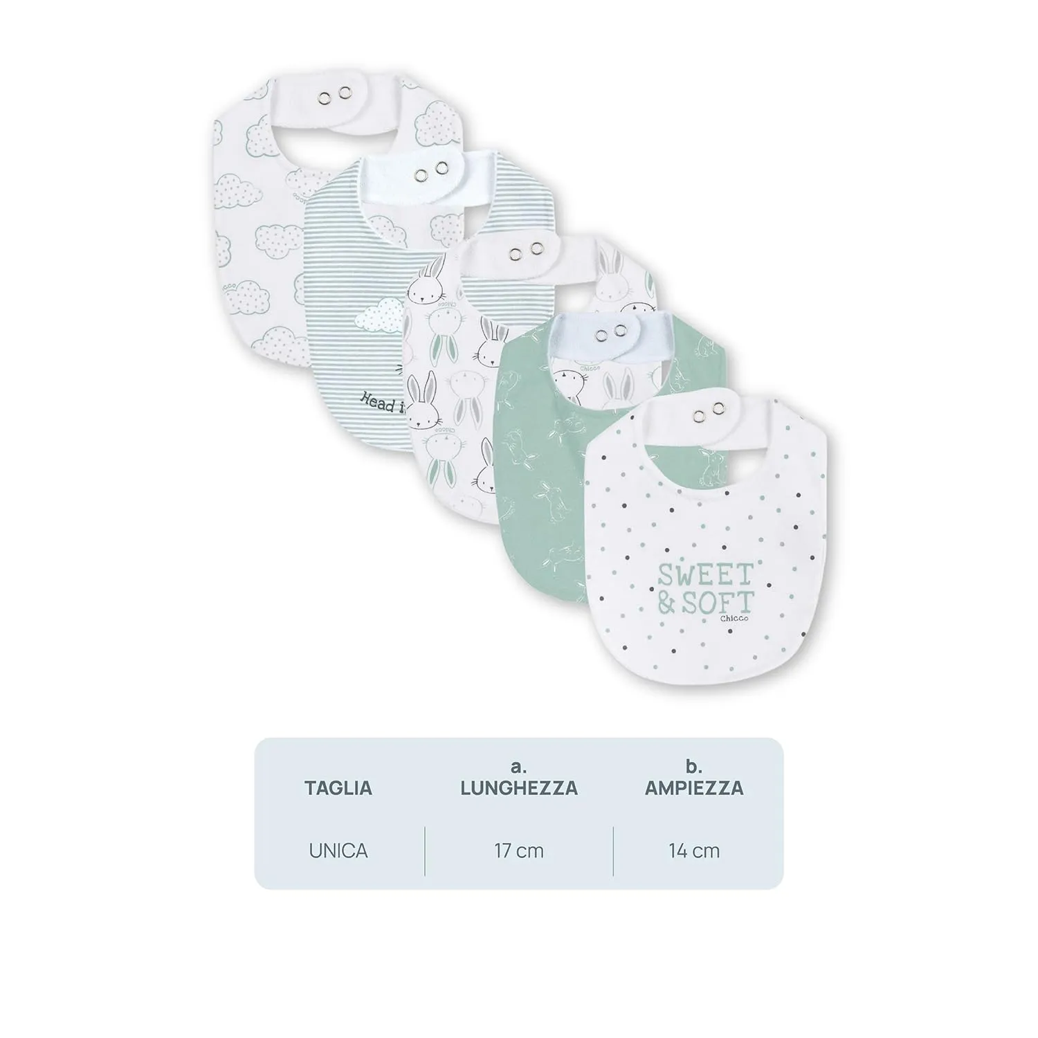 Chicco Bimbo 0-24 Set di 5 Bavaglie Animalier Verde - immagine 7