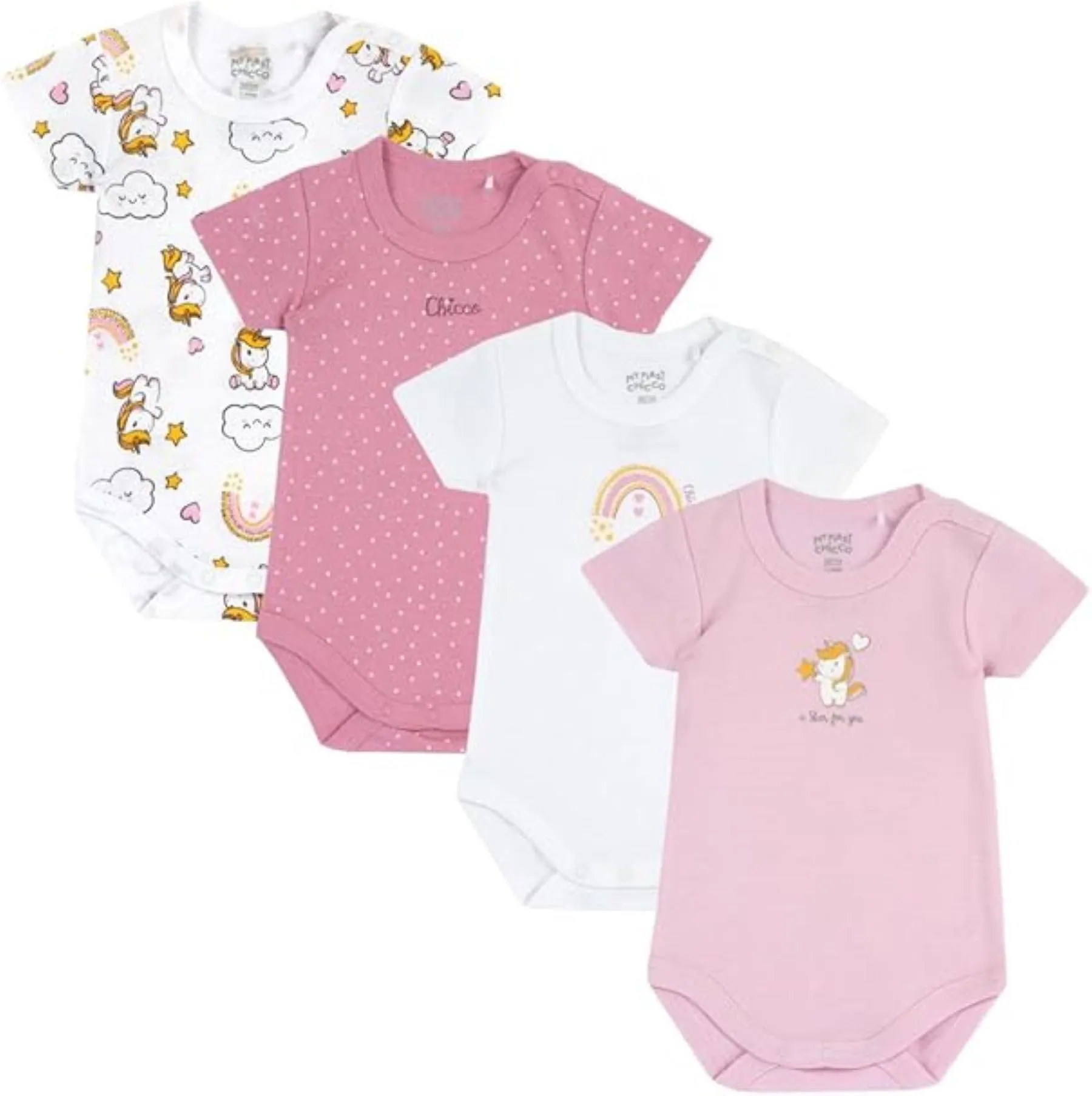 Chicco Bimba Set di 4 Body a Maniche Corte 0-24 Mesi - immagine 1