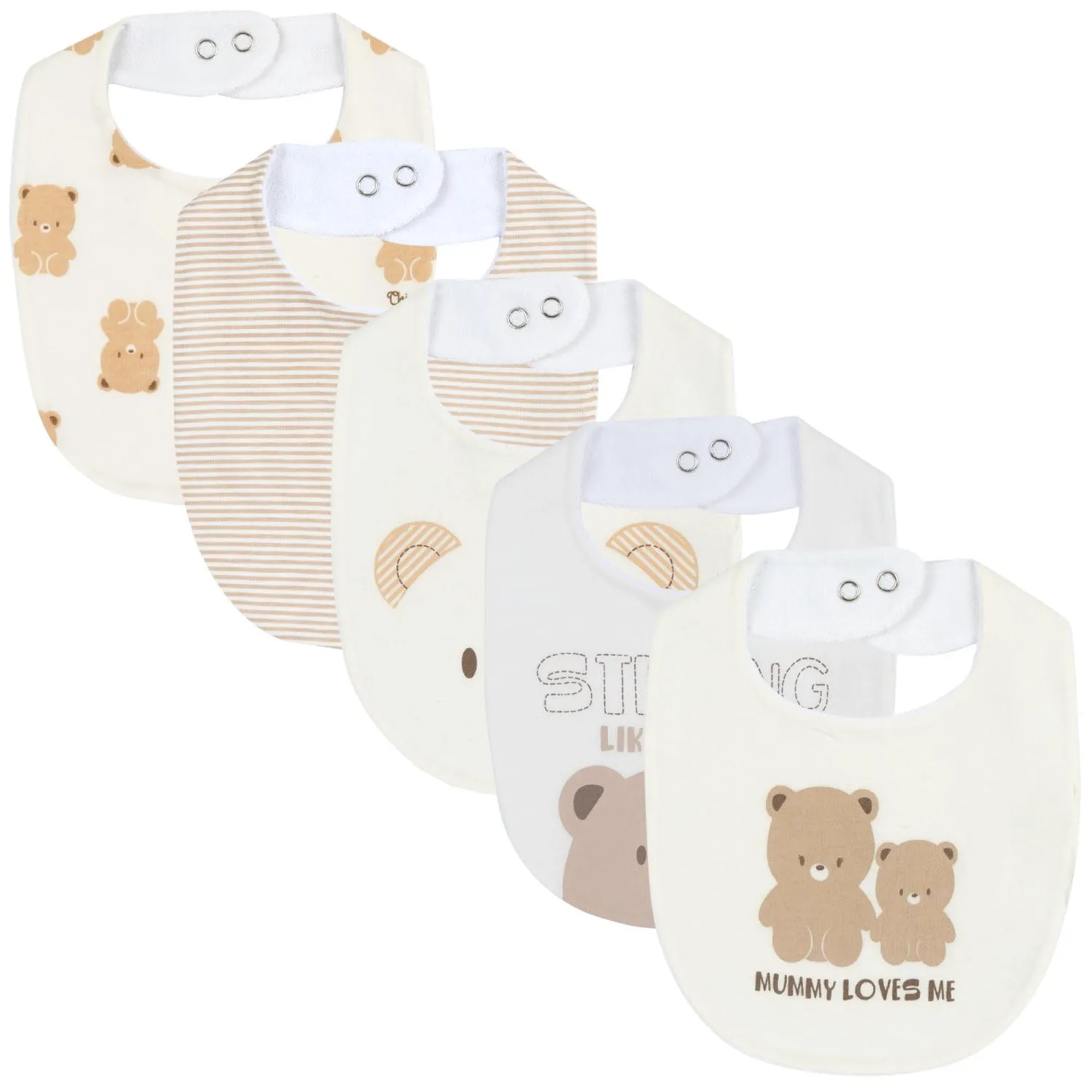 Chicco Bimbo 0-24 Set di 5 Bavaglie Animalier Beige - immagine 1