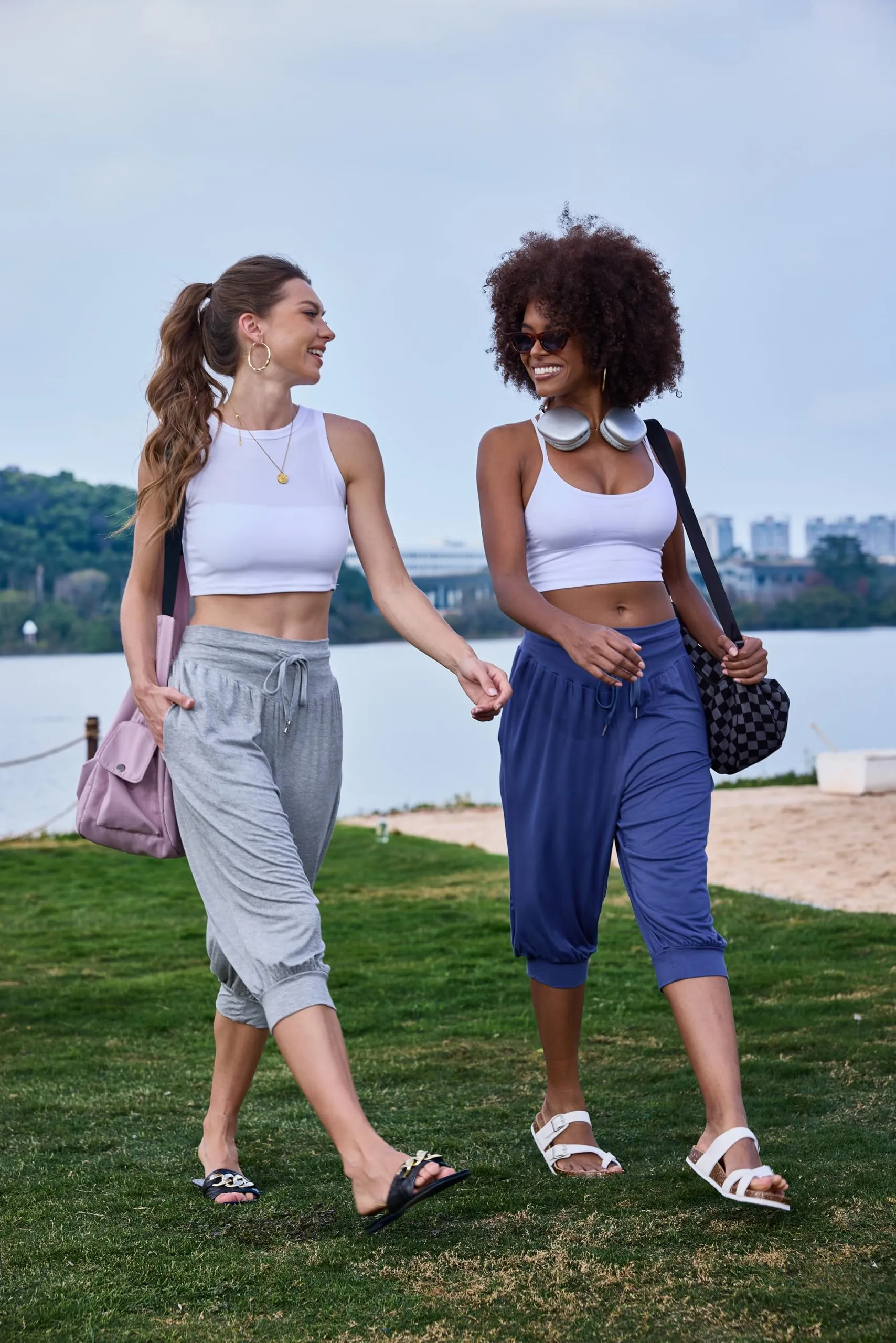 Terecey Pantaloni Harem Donna in Modal Vita Alta con Coulisse e Gamba Ampia - immagine 5