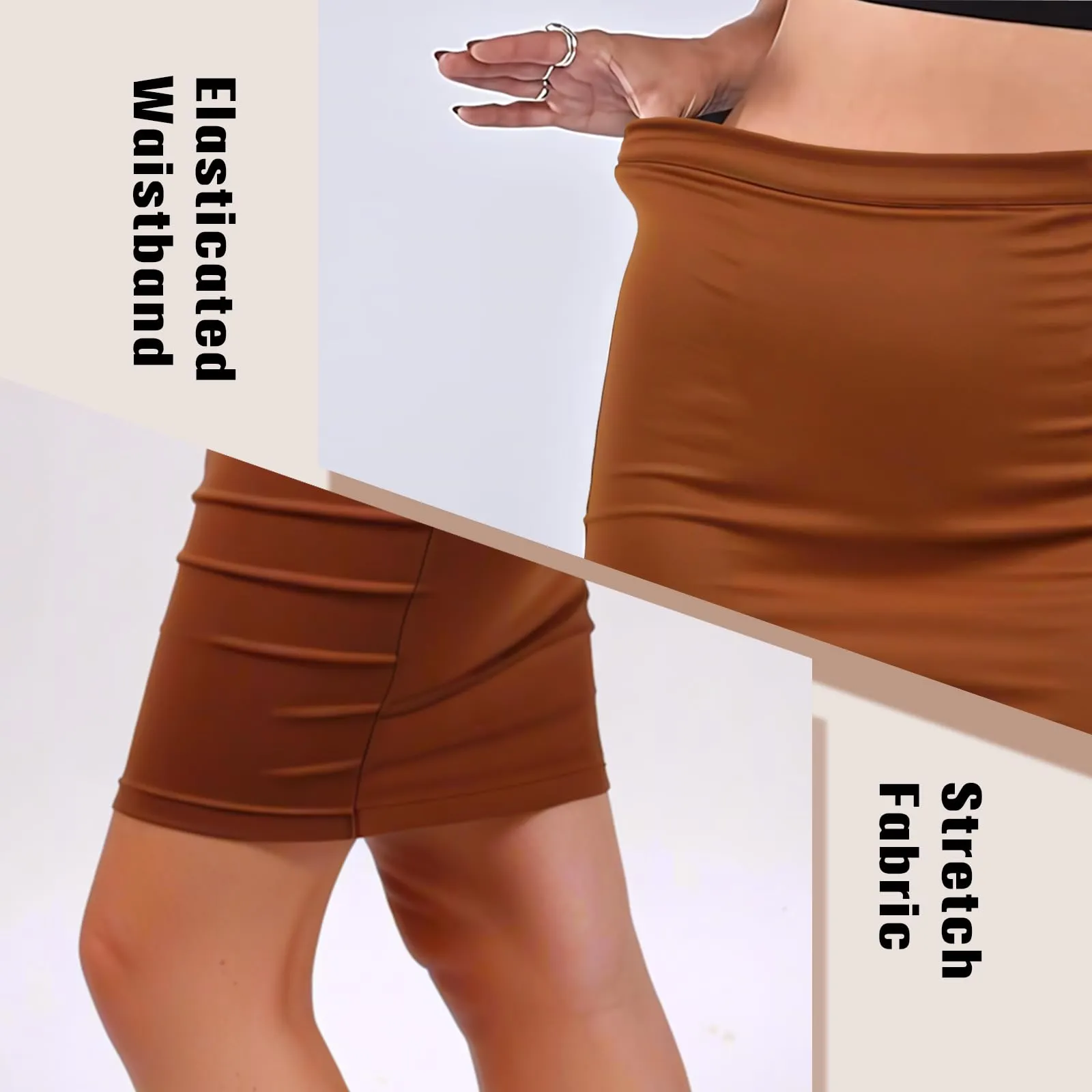 Sahunfri Gonna Donna Marrone con Elastico in Vita - immagine 7
